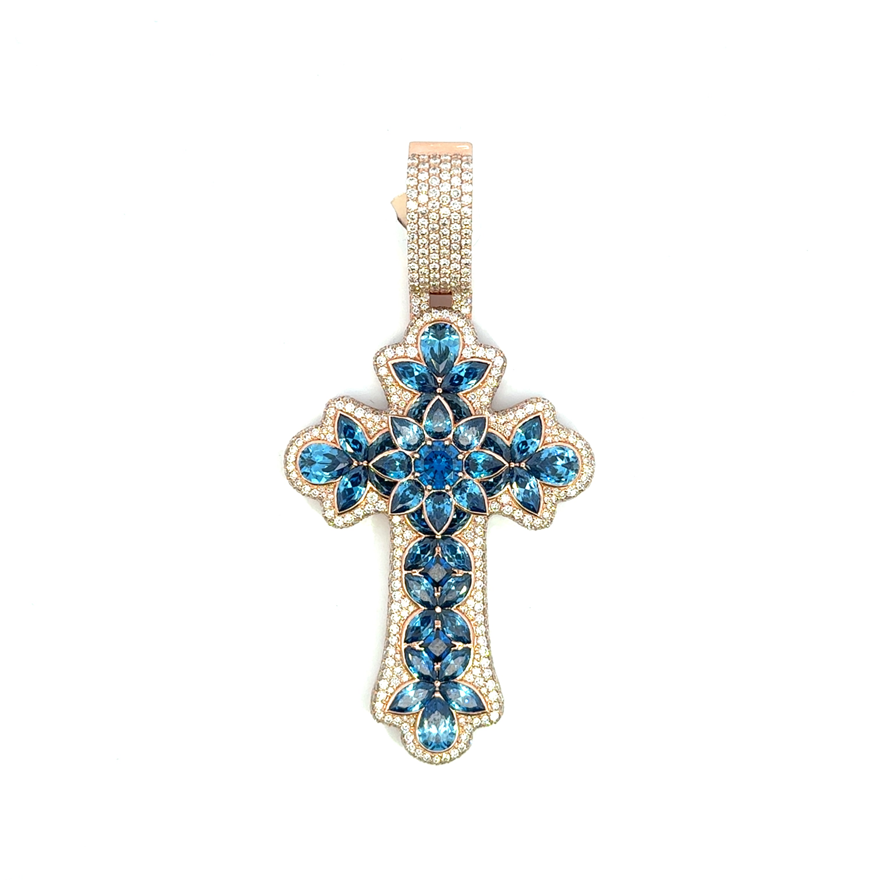 Stunning Blue Cross Diamond Pendant