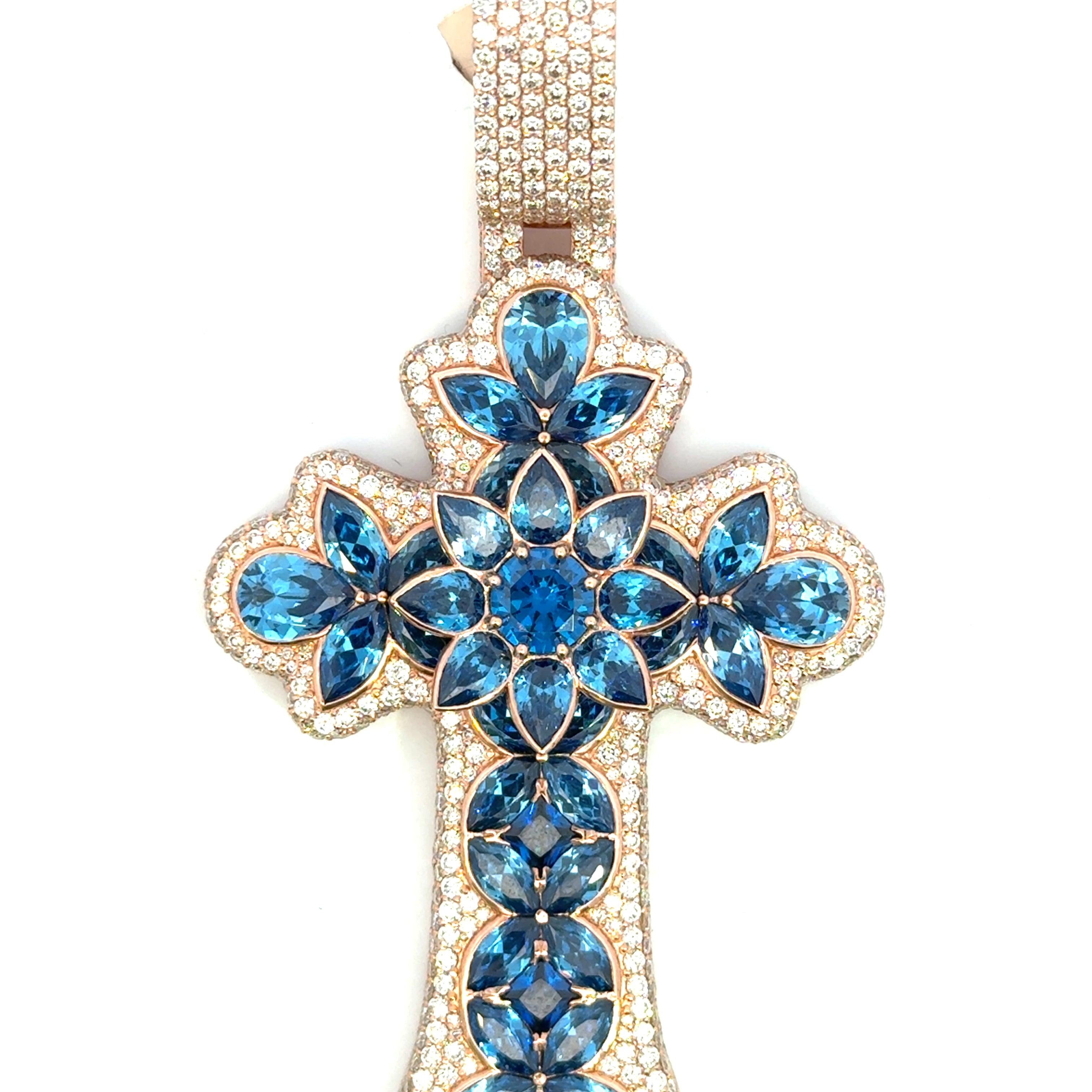 Stunning Blue Cross Diamond Pendant