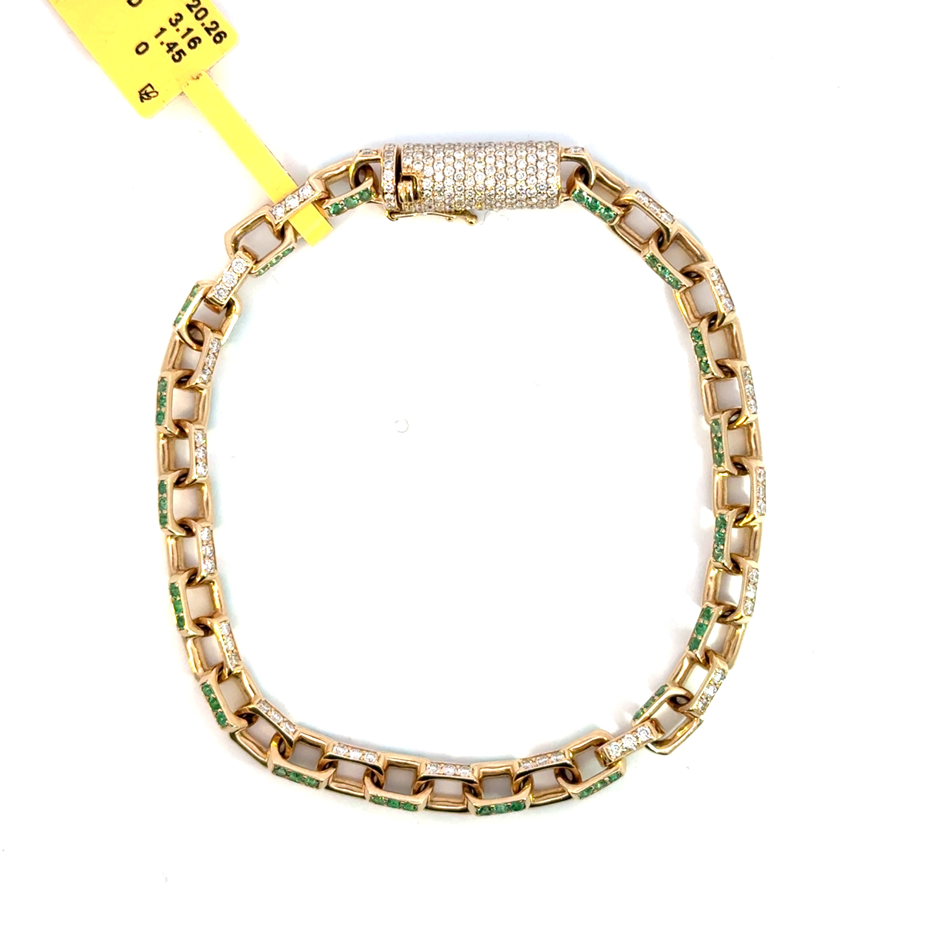 Gold Bracelet with Diamonds and Emeralds