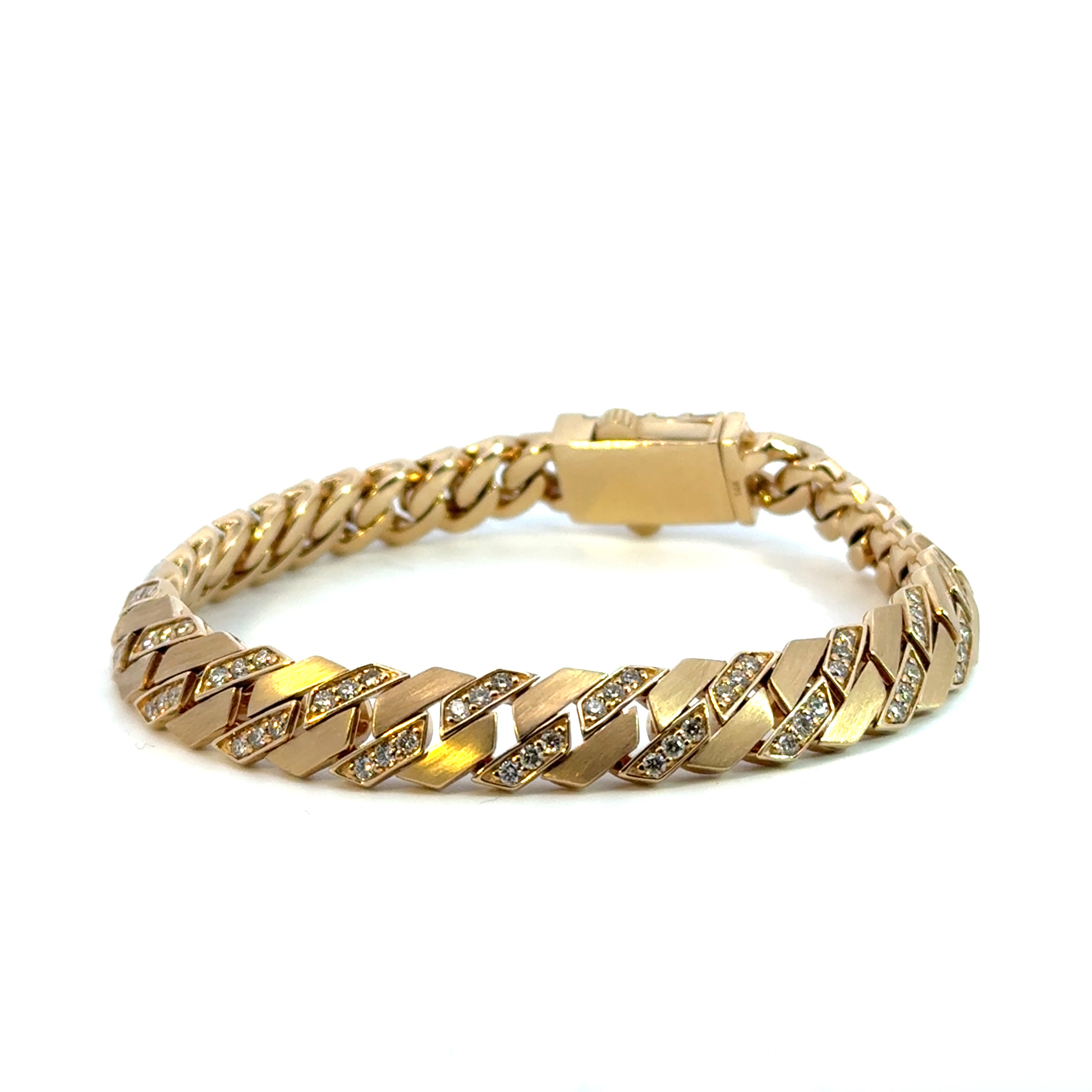 Cuban Bracelet with Round Diamonds and Rubies