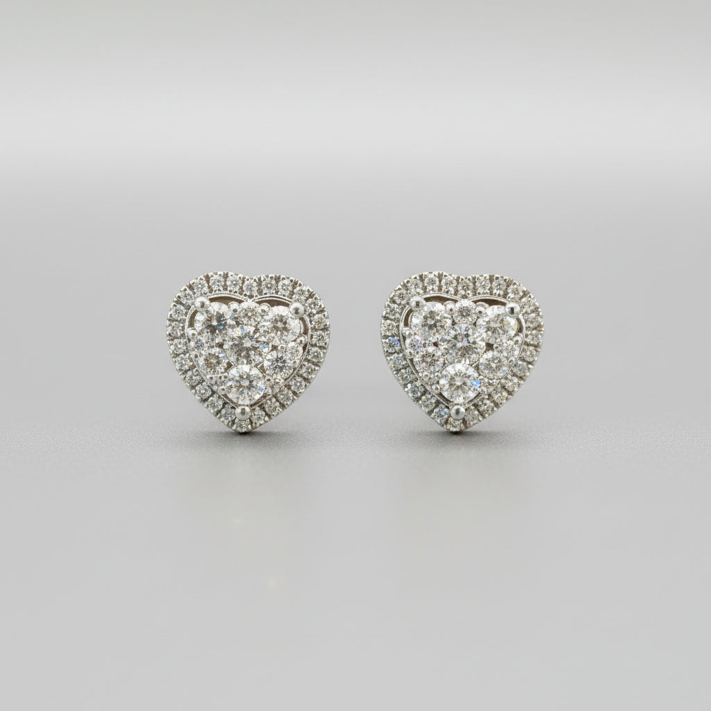White Gold Heart-Shaped Diamond Earrings