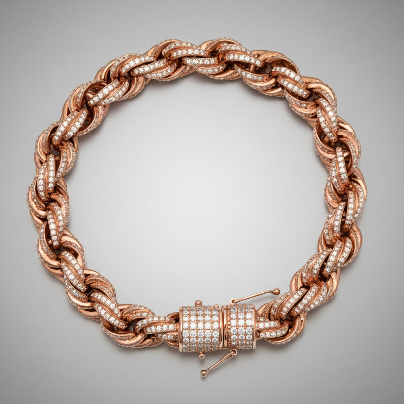 Rose Gold Diamond Rope Bracelet