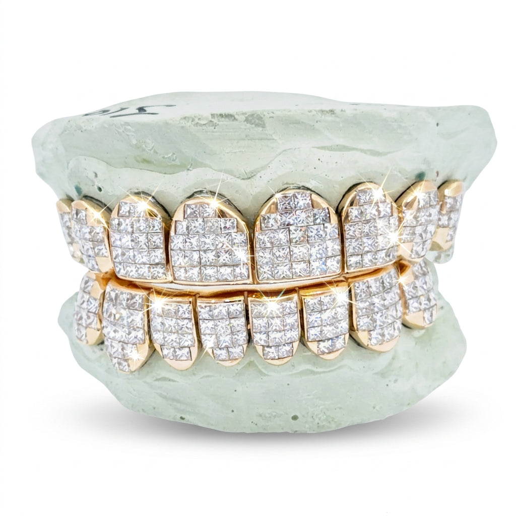 7 Pointer Natural Diamonds Invisible Set Princess Cut Diamond Grill