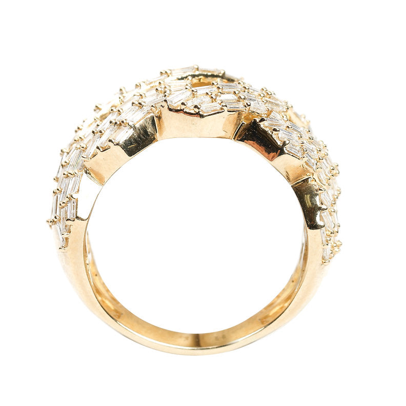 10K Baguette Diamond Cuban Ring