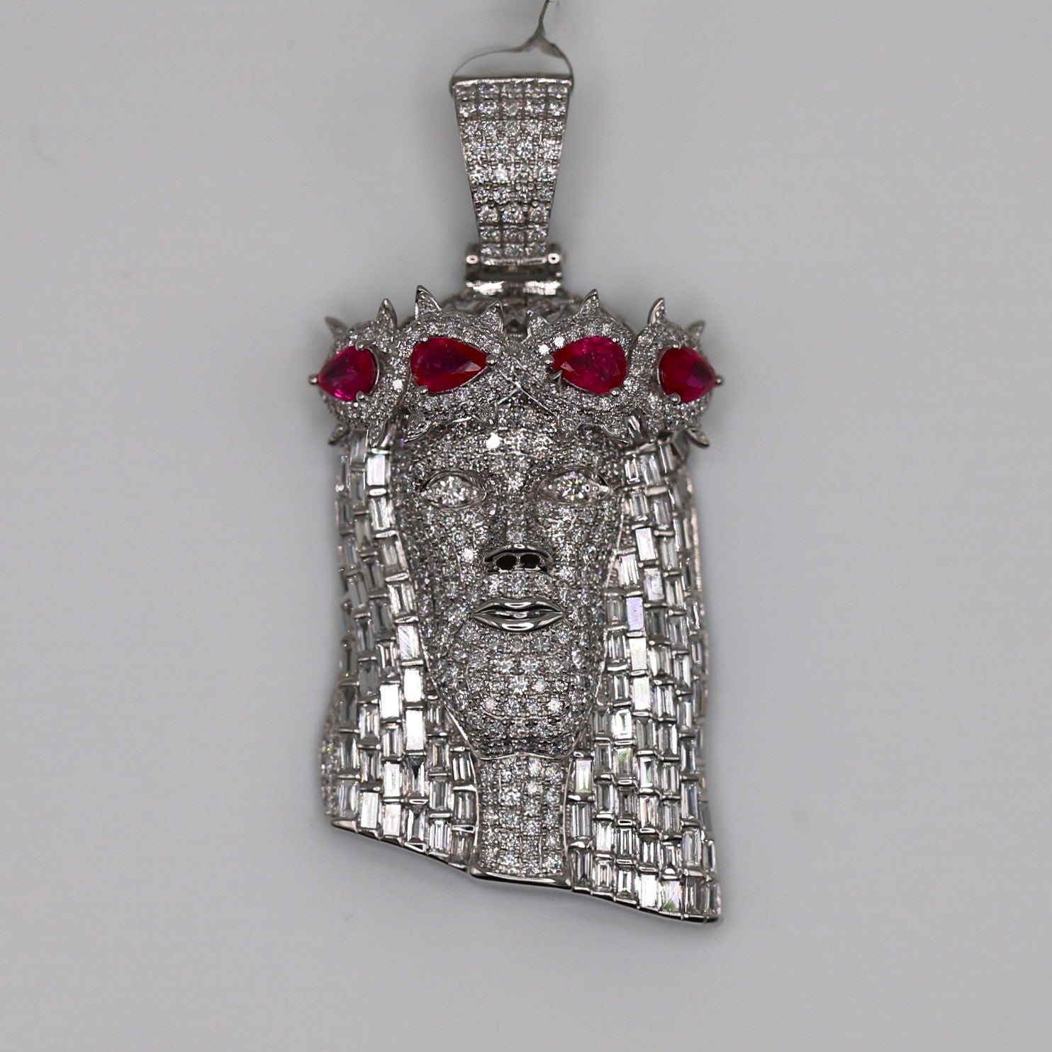 Diamond & Ruby Jesus Pendant