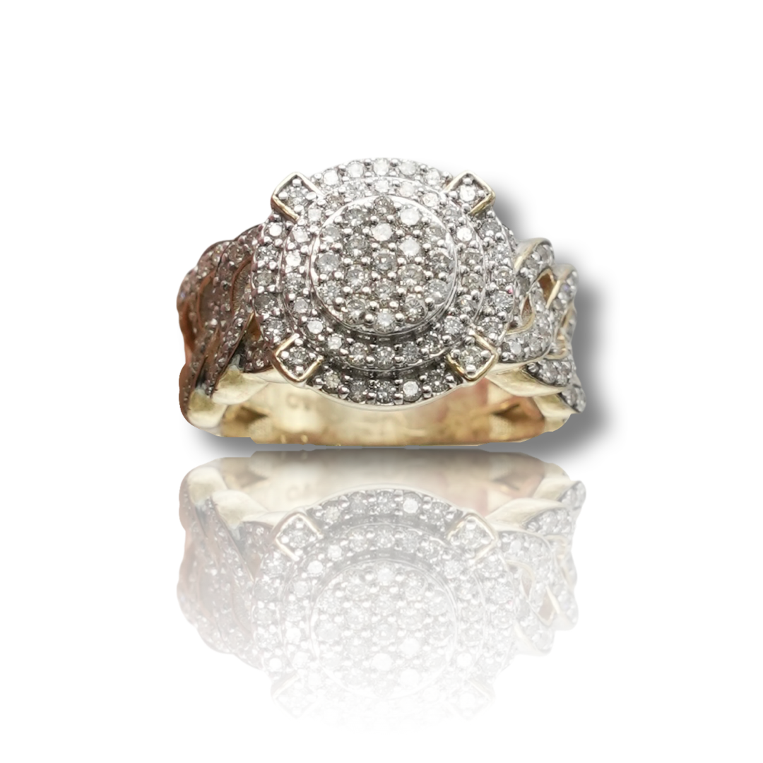 Circle Top Diamond Cuban Ring