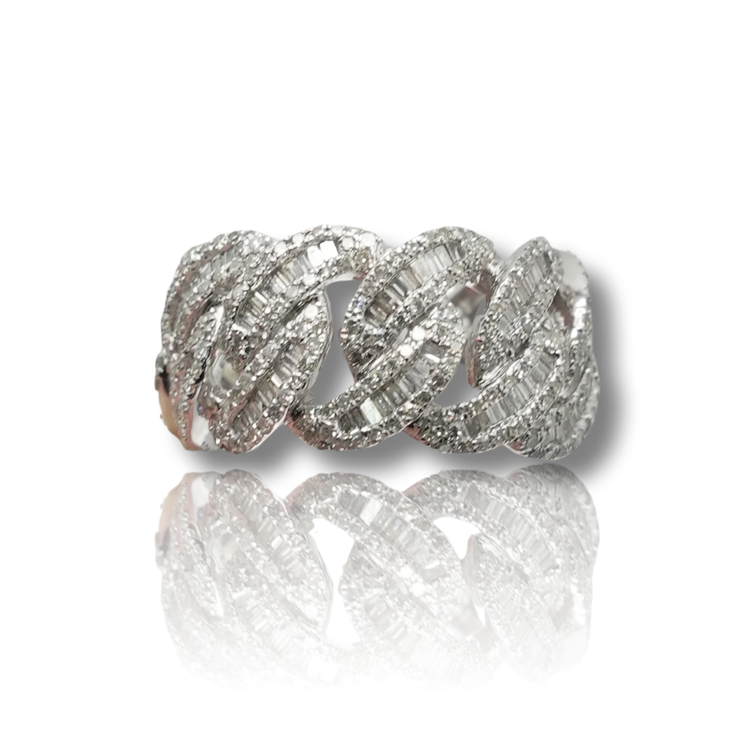 Baguette Diamond Eternity Cuban Ring
