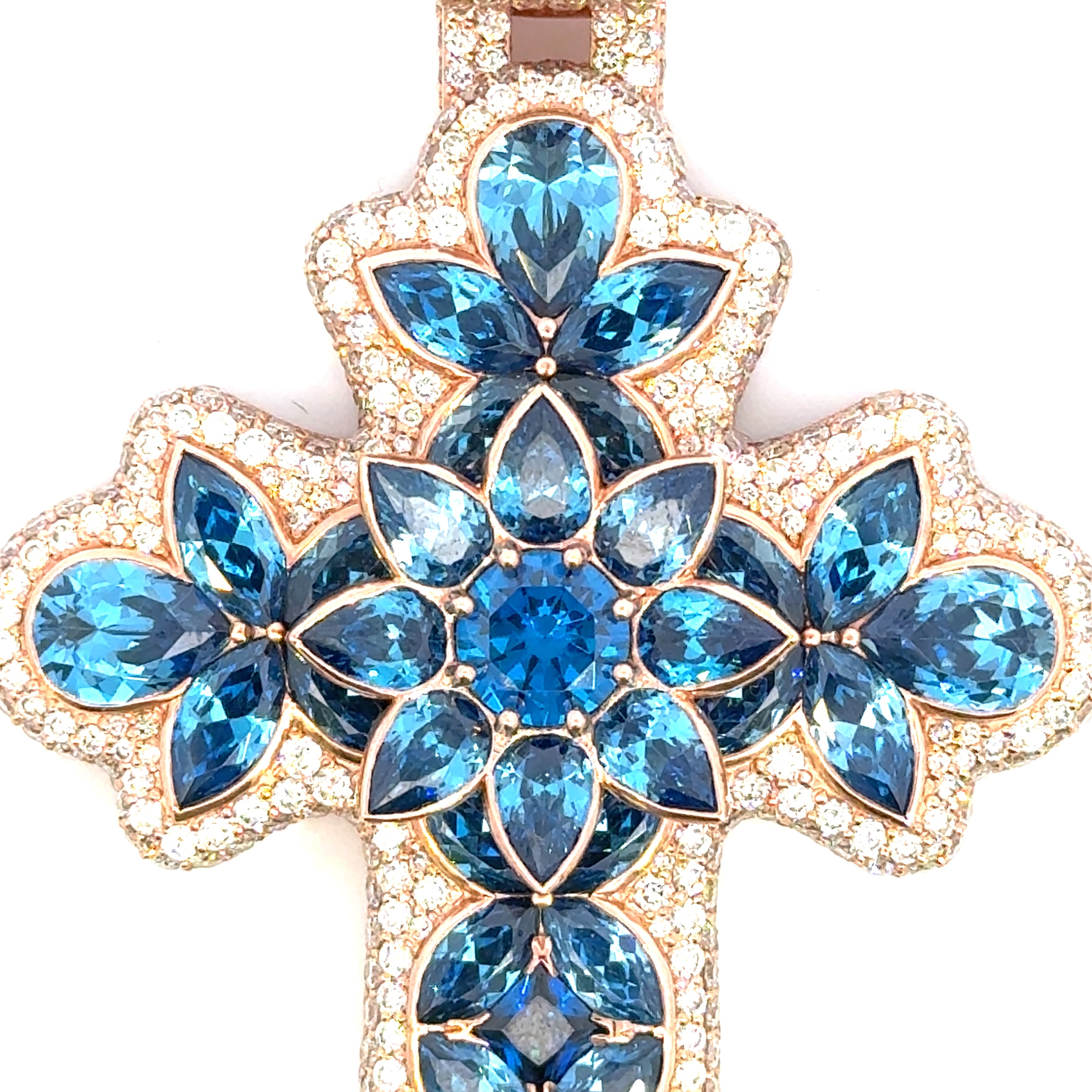 Stunning Blue Cross Diamond Pendant