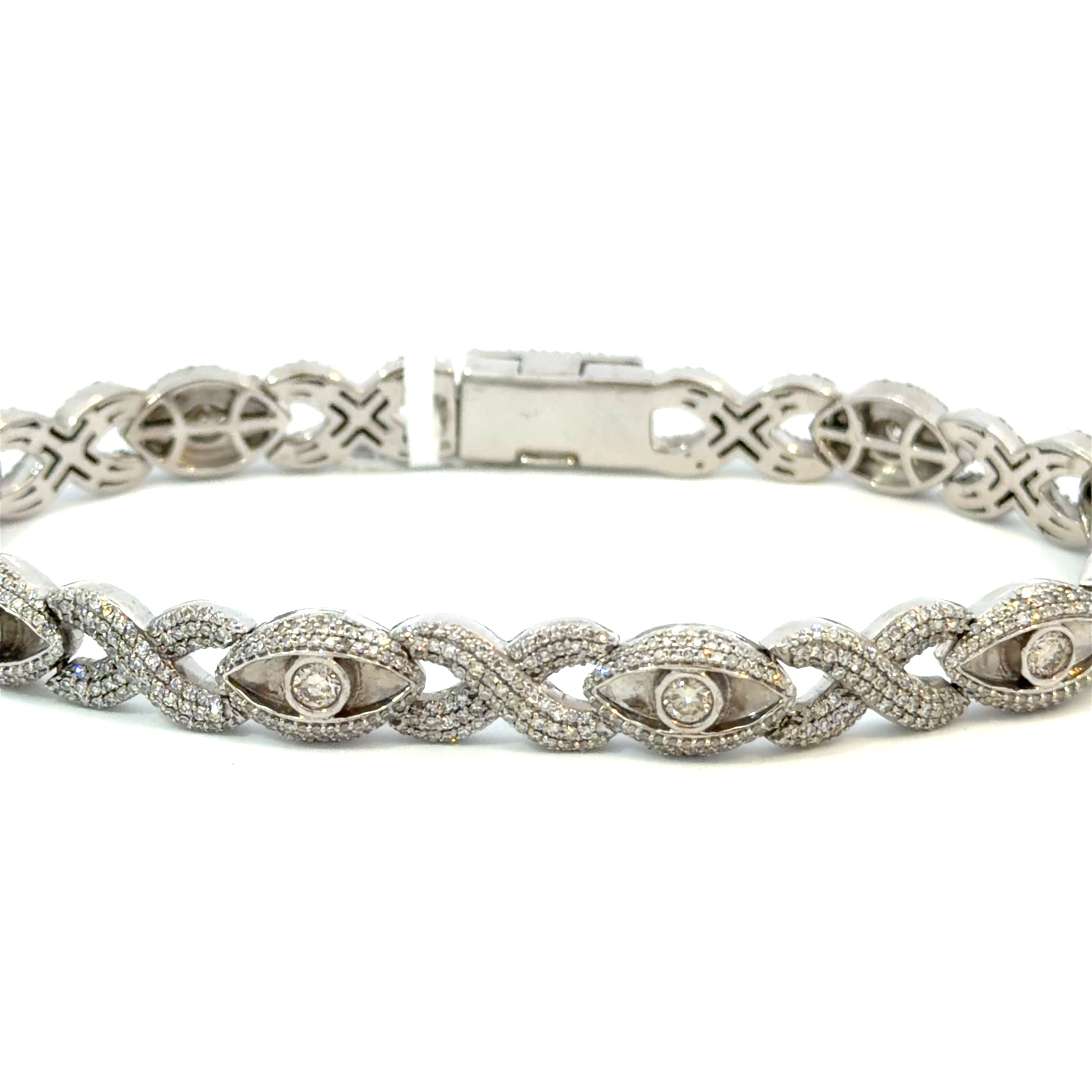 White Gold Evil Eye Bracelet