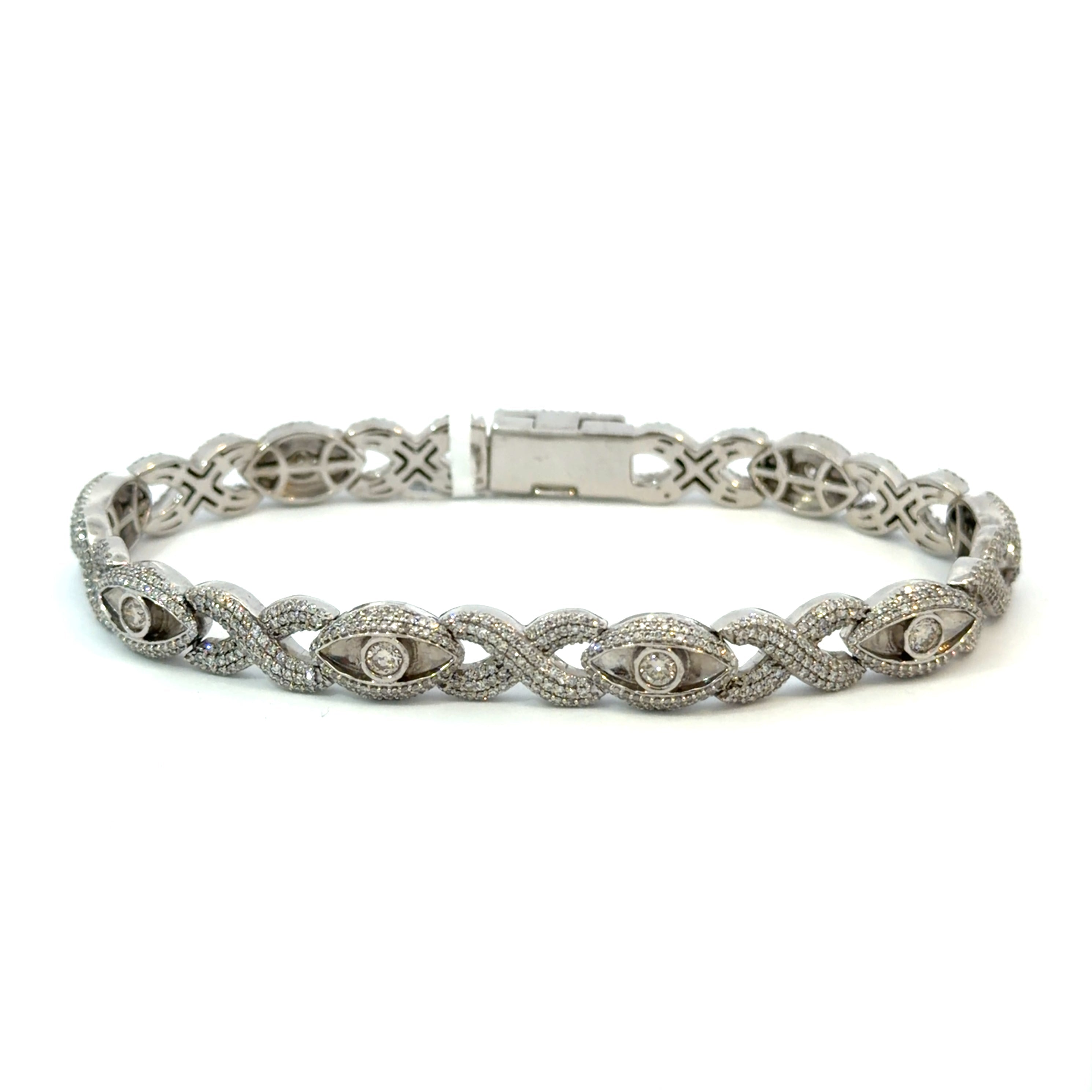 White Gold Evil Eye Bracelet
