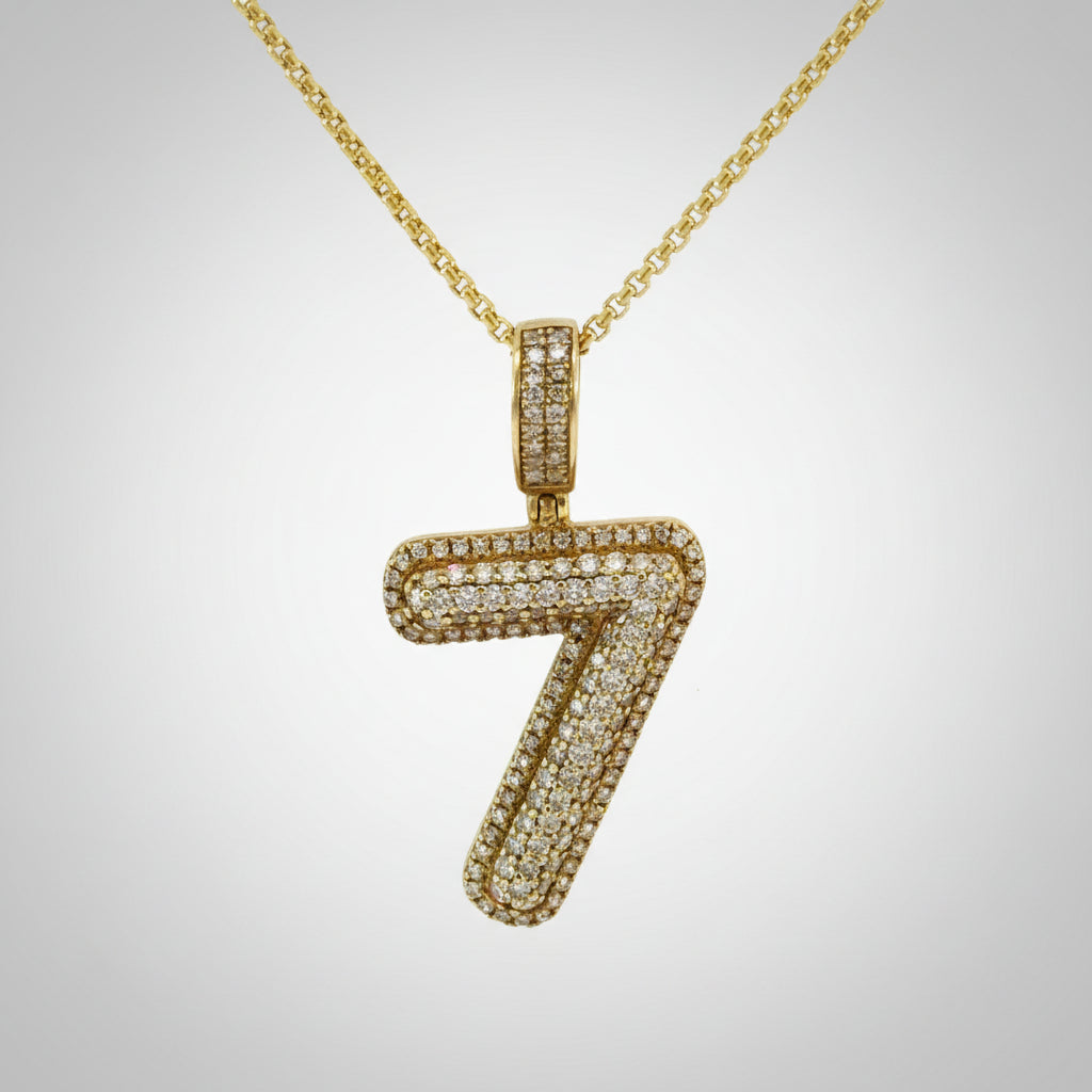 Yellow Gold Diamond '7' Charm Necklace