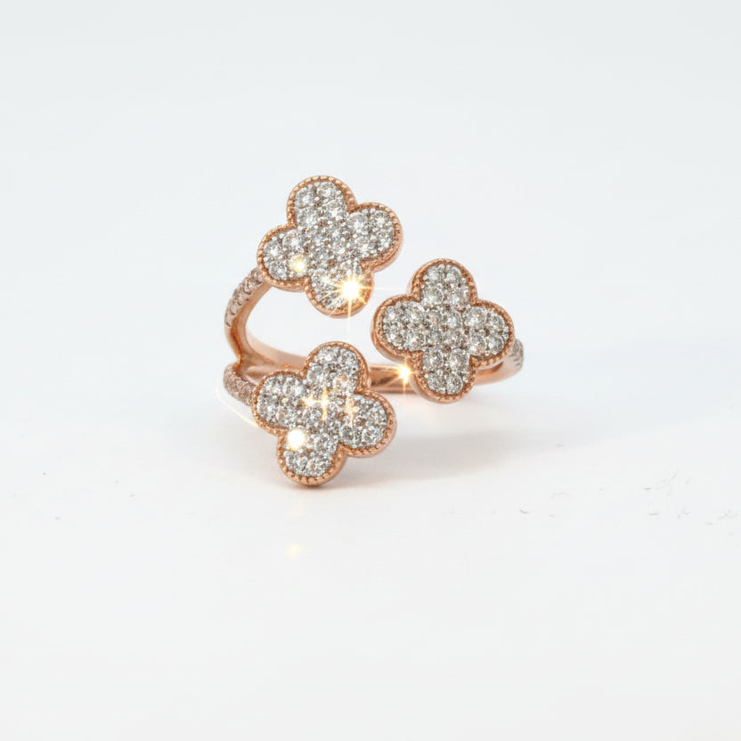 Rose Gold Clover Diamond Ring