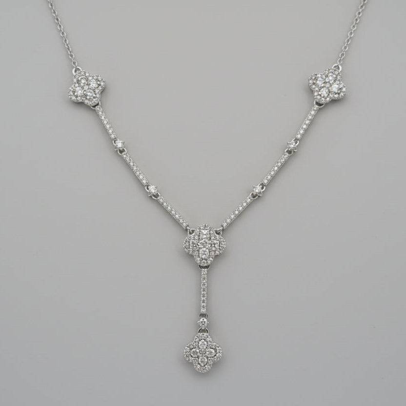 White Gold Diamond Floral Motif Necklace