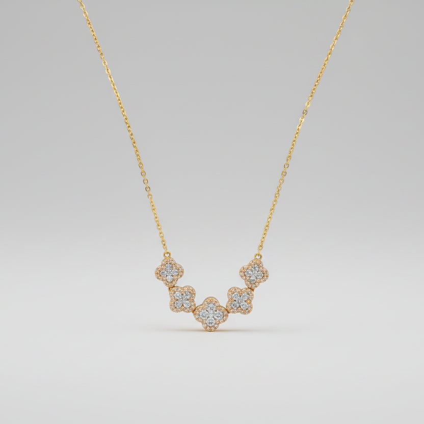 Floral Diamond Necklace in Yellow Gold