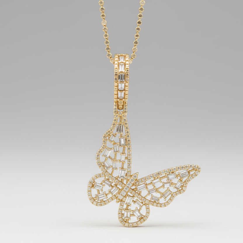 Baguette Diamond Butterfly Pendant