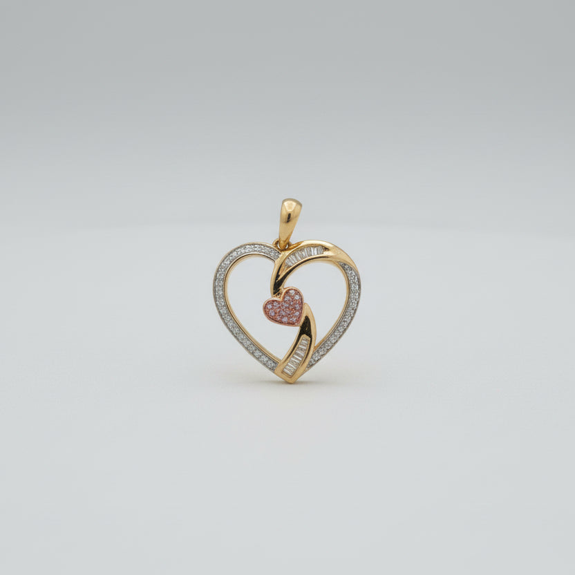 Yellow Gold Heart Pendant with Diamonds