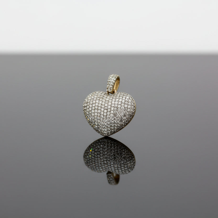 Diamond Heart Pendant in Yellow Gold Finish