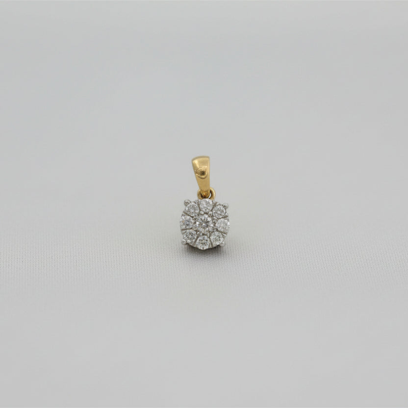 Yellow Gold Diamond Cluster Pendant
