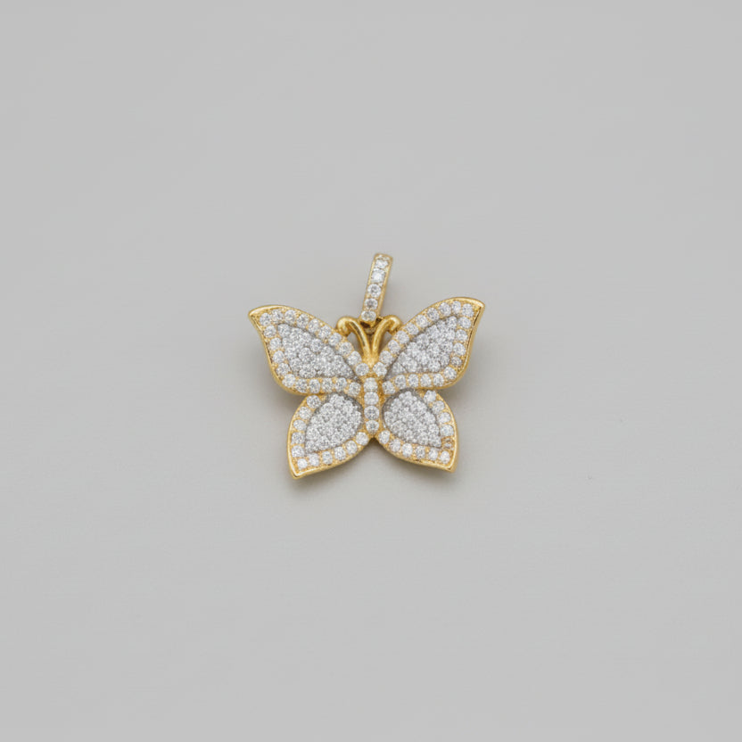 Yellow Gold Butterfly Pendant with Round Diamonds