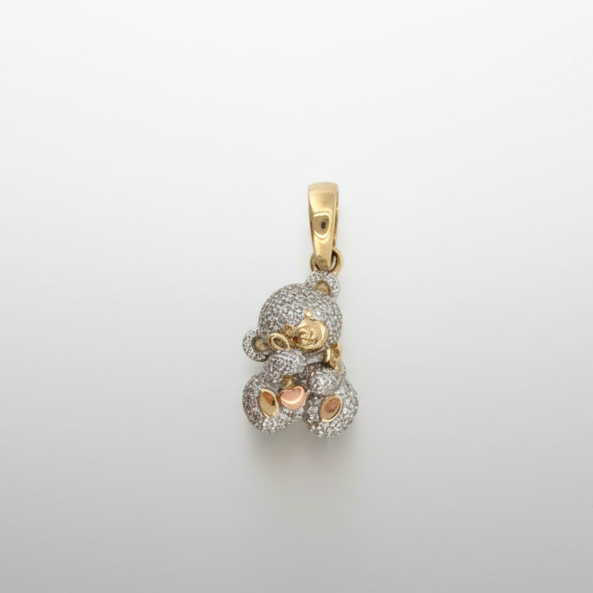 Yellow Gold Diamond Teddy Bear Pendant