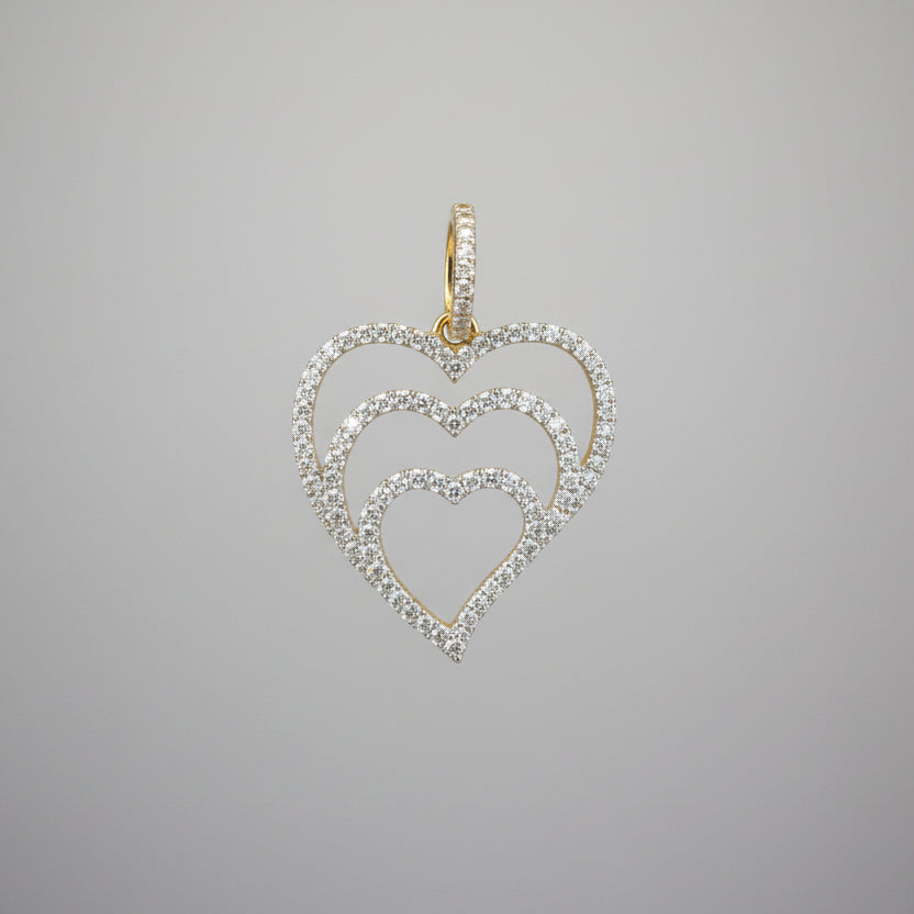 Yellow Gold Diamond Three Heart Pendant
