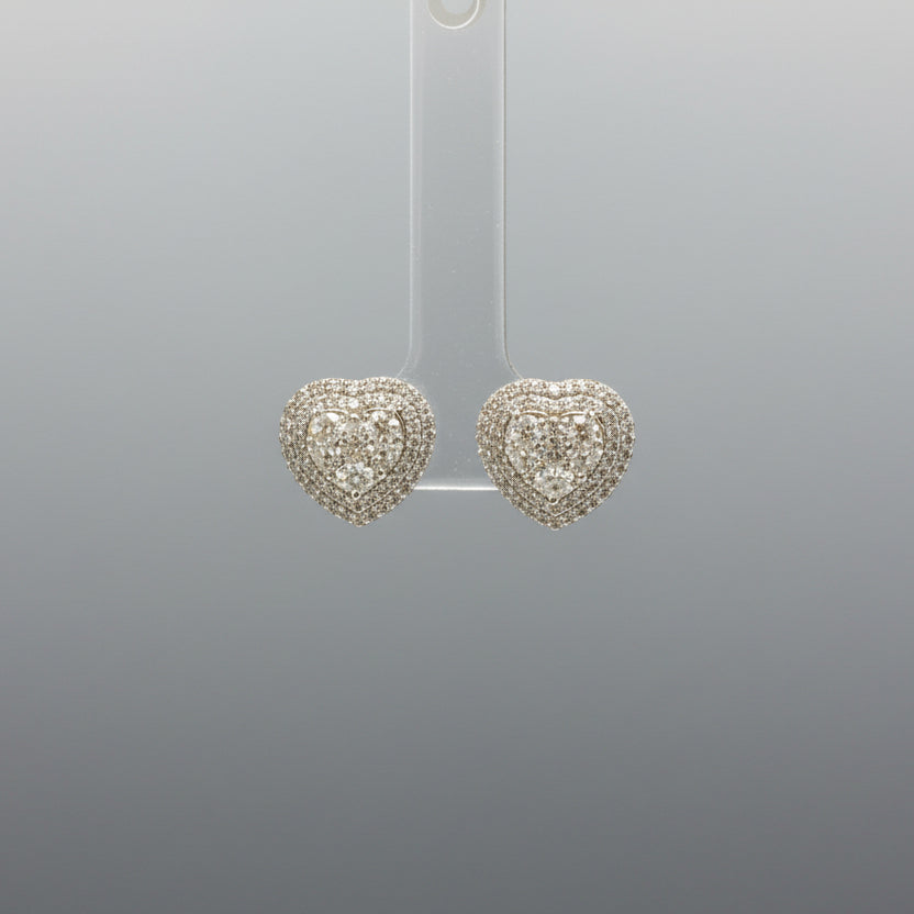 White Gold Heart-Shaped Diamond Earrings