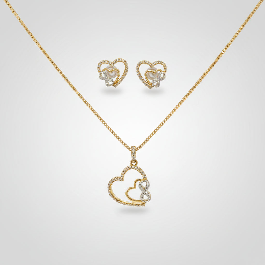 Diamond Heart Pendant with Matching Earrings