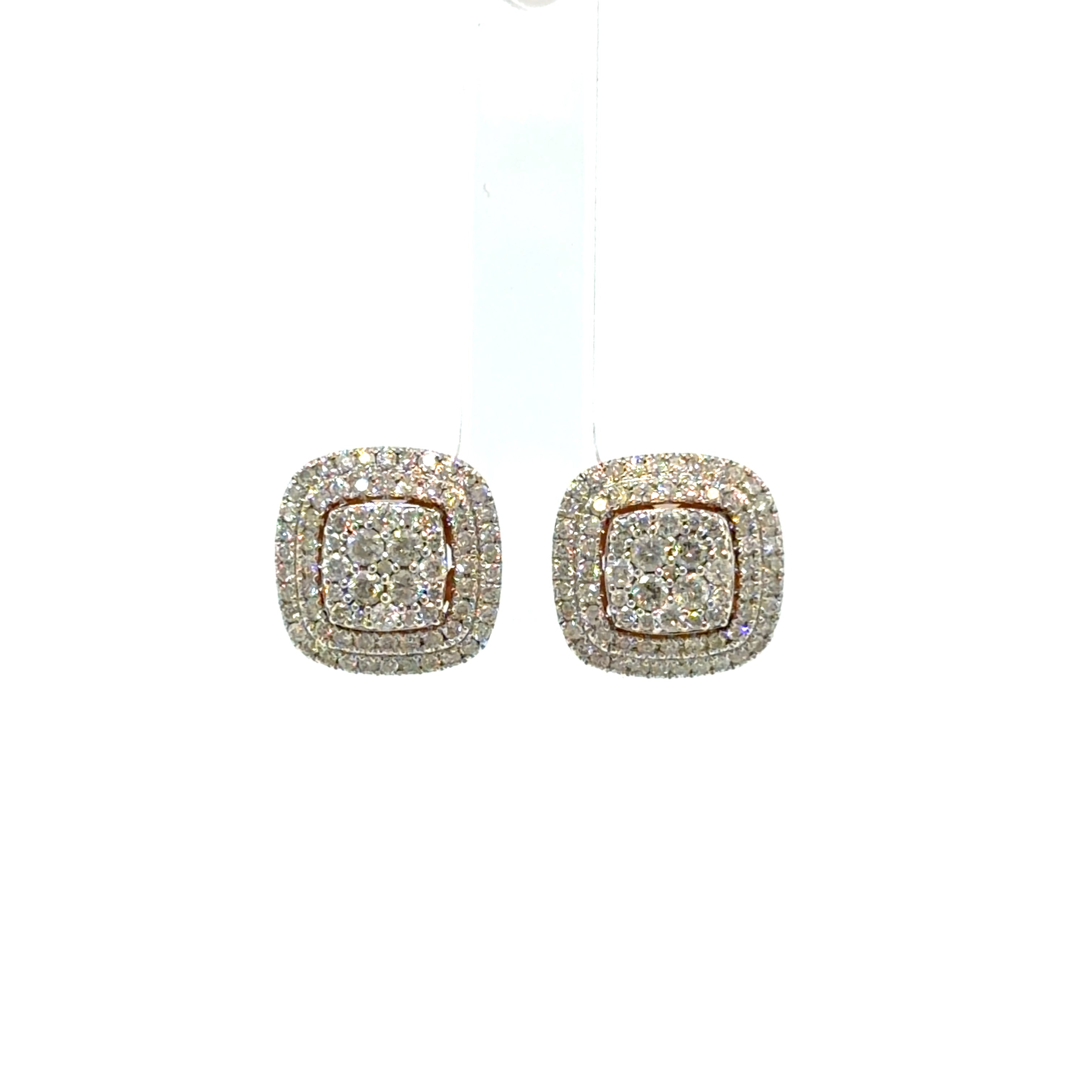 Double Halo Cushion-Shaped Diamond Earrings