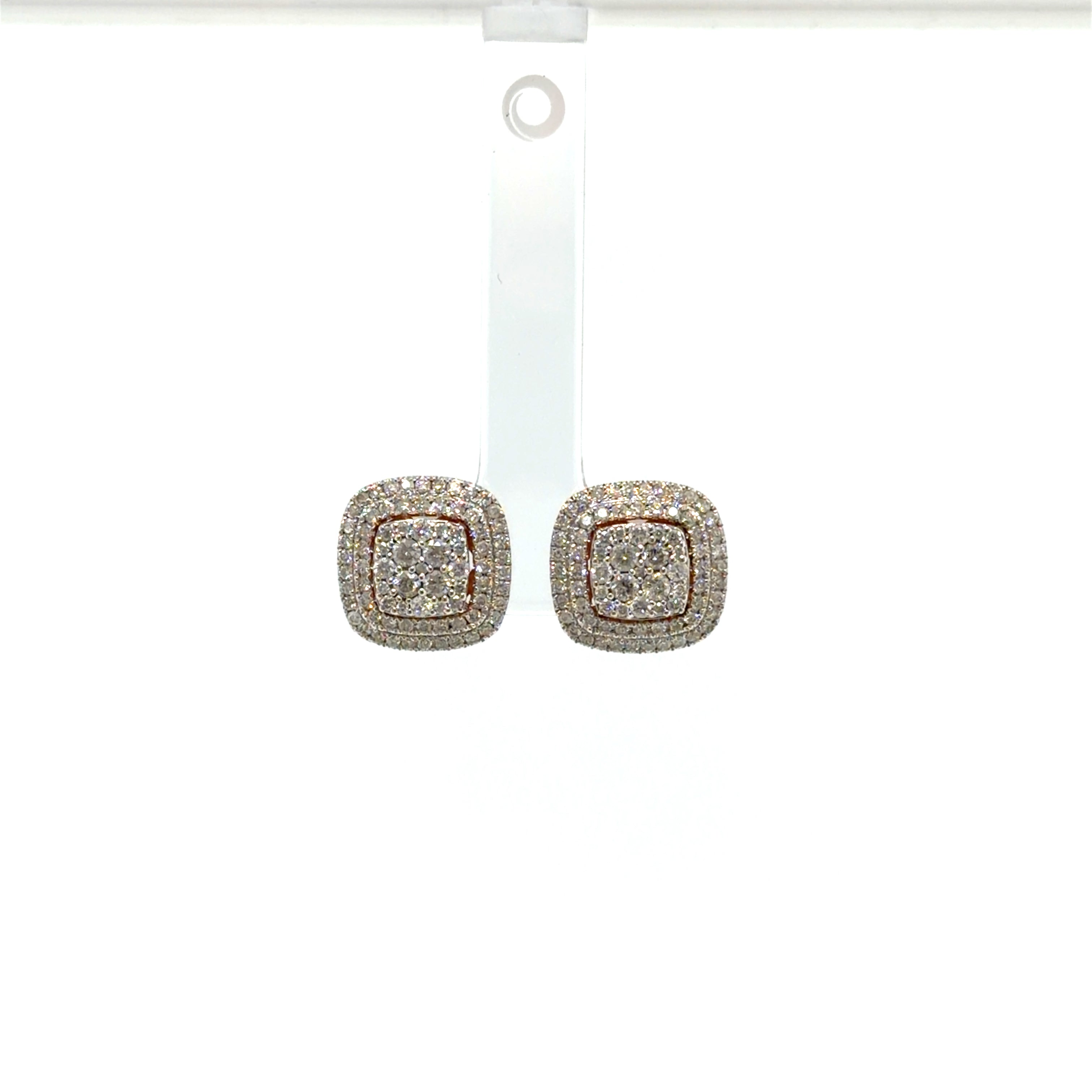Double Halo Cushion-Shaped Diamond Earrings
