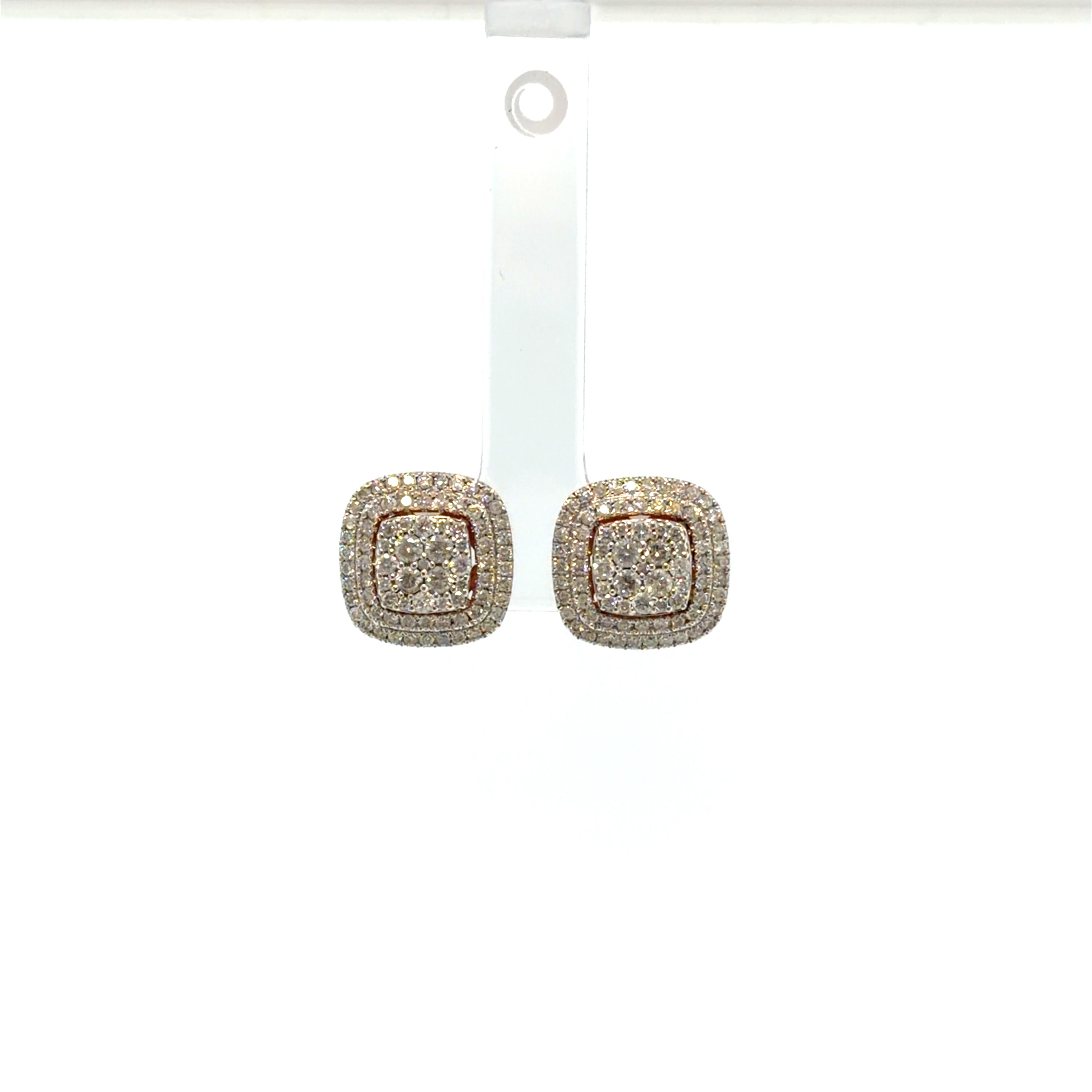 Double Halo Cushion-Shaped Diamond Earrings