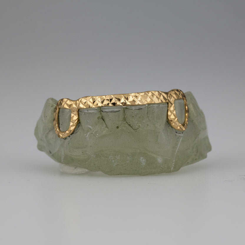 2 Piece + Diamond dust/Cut Front and Back Bar Grillz