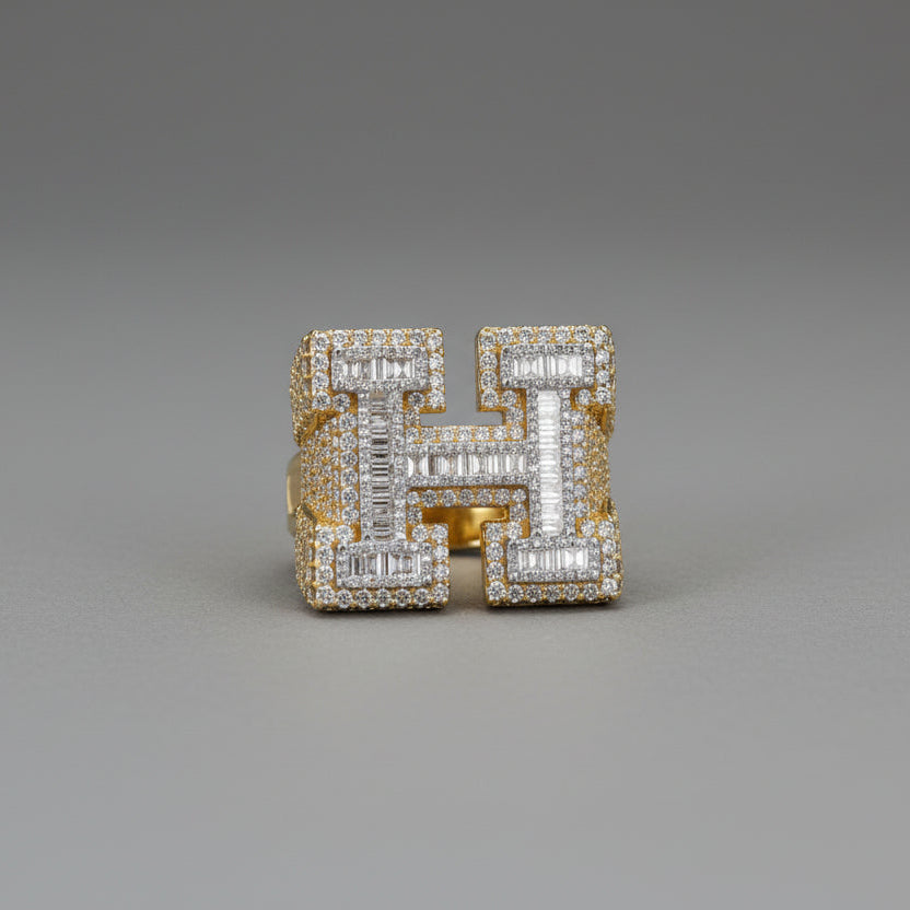Diamond Initial 'H' Ring