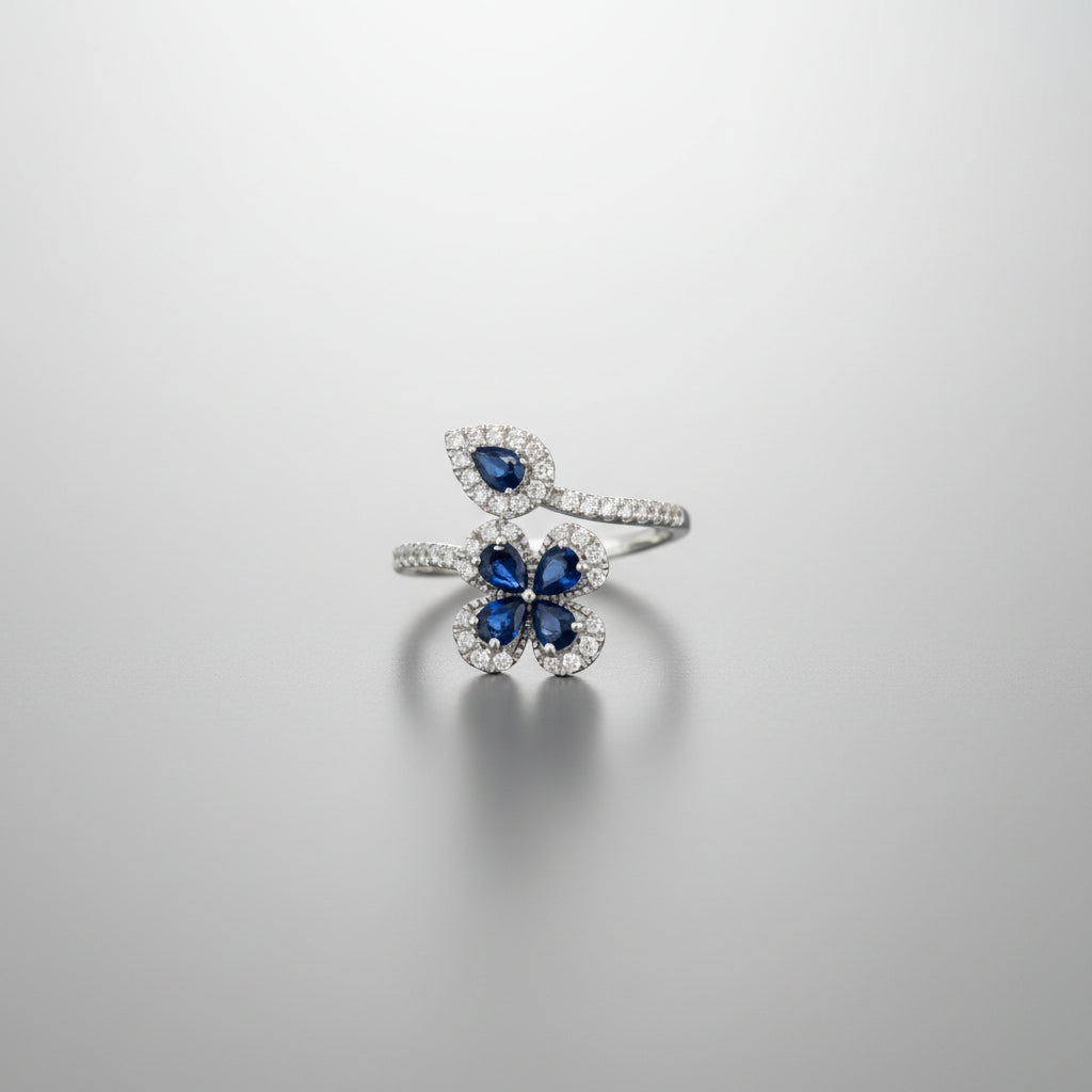 Floral Sapphire Bypass Ring