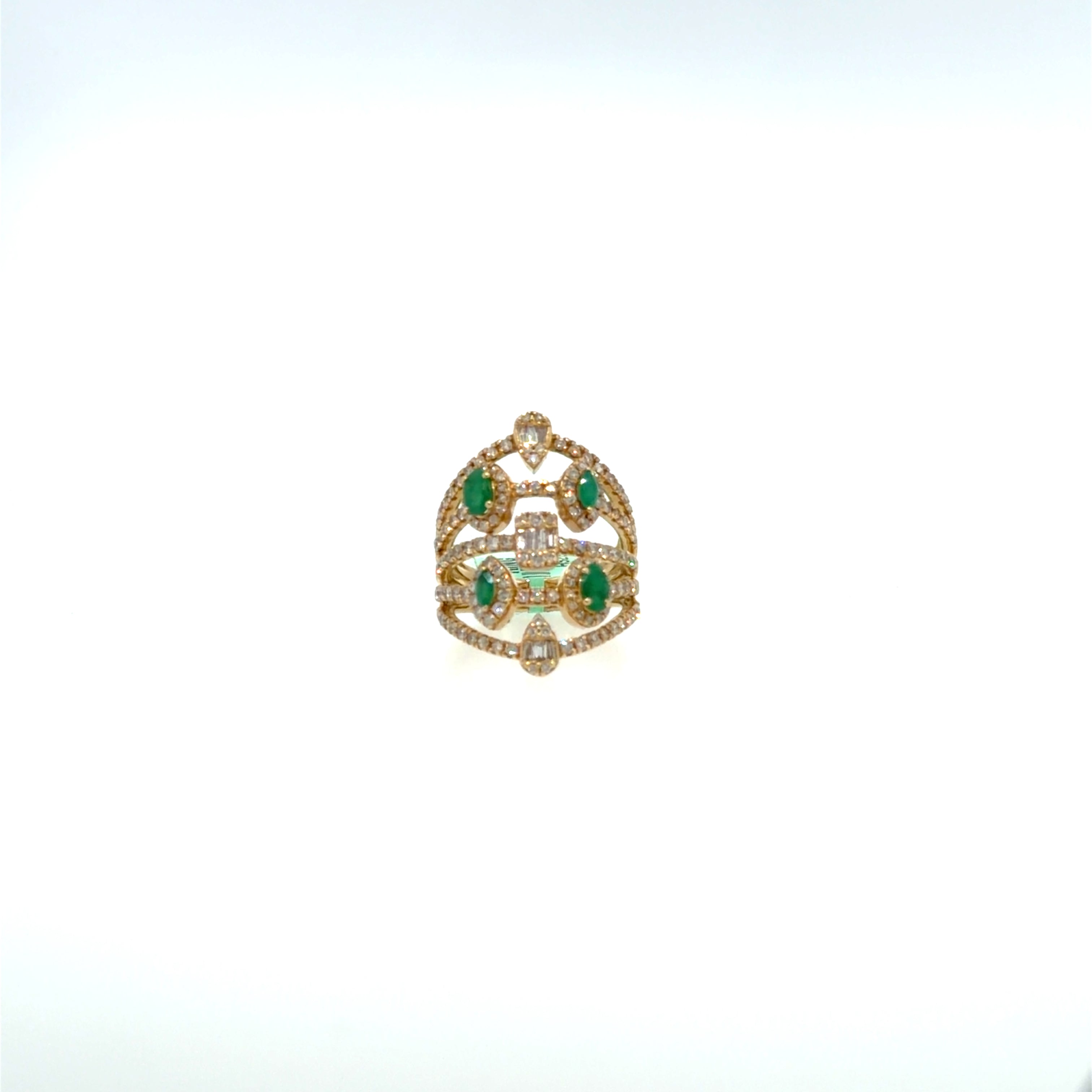 Yellow Gold Openwork Emerald Cocktail Ring