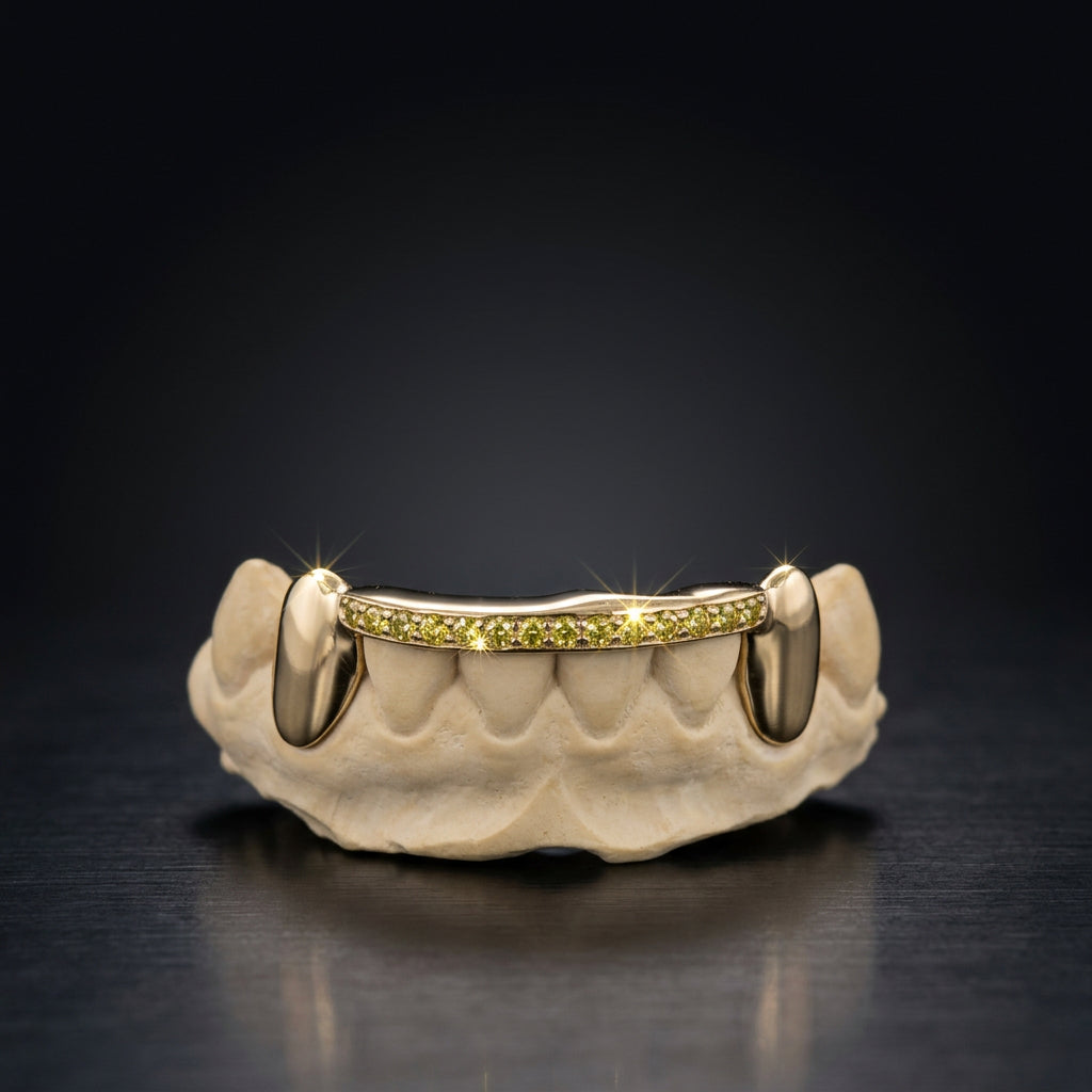 Natural Yellow Canary Diamond Bar Grillz (One Row)
