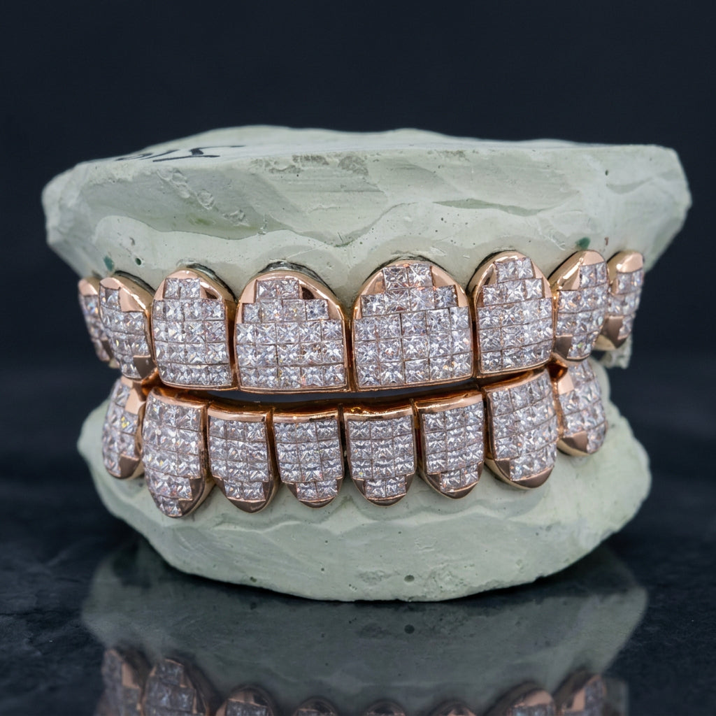 7 Pointer Natural Diamonds Invisible Set Princess Cut Diamond Grill