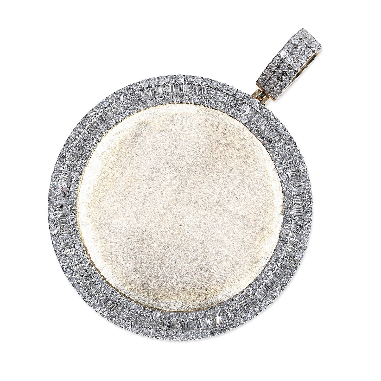 10K Gold Round and Baguette Diamond Memorial Pendant
