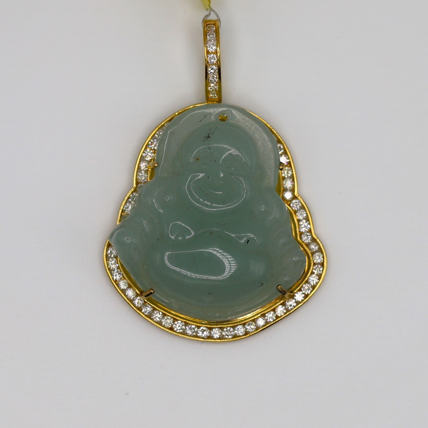 Jade Diamond Buddha Pendant