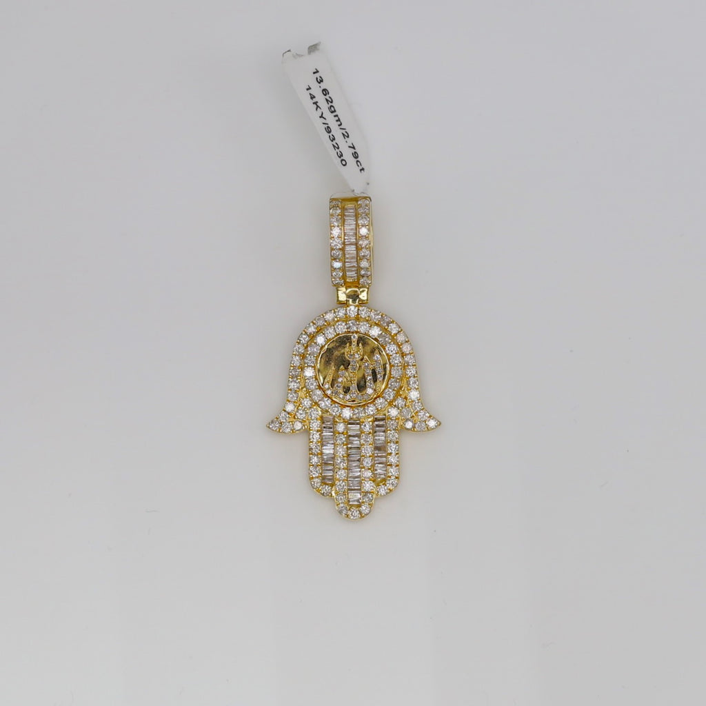 Diamond Hamsa Hand Pendant