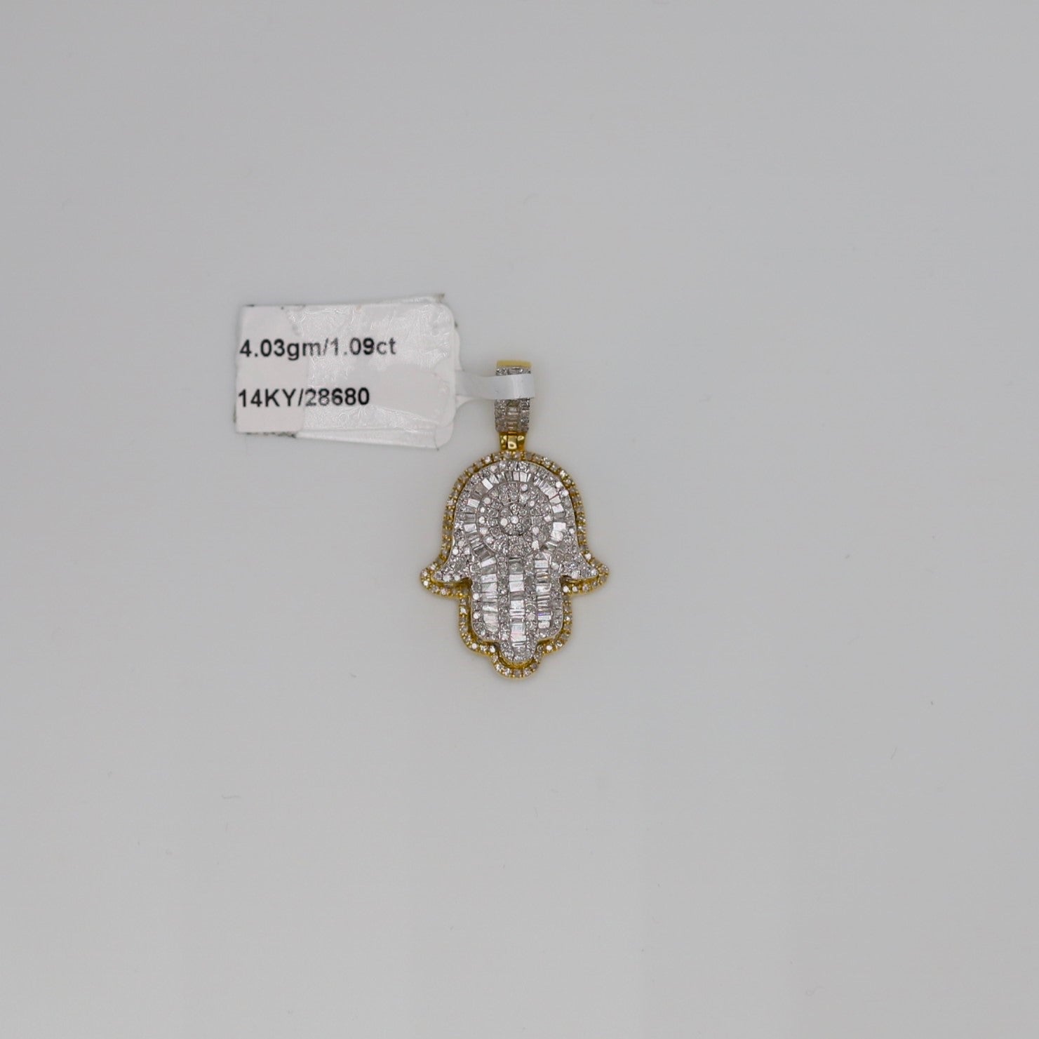 Diamond Hamsa Hand Pendant