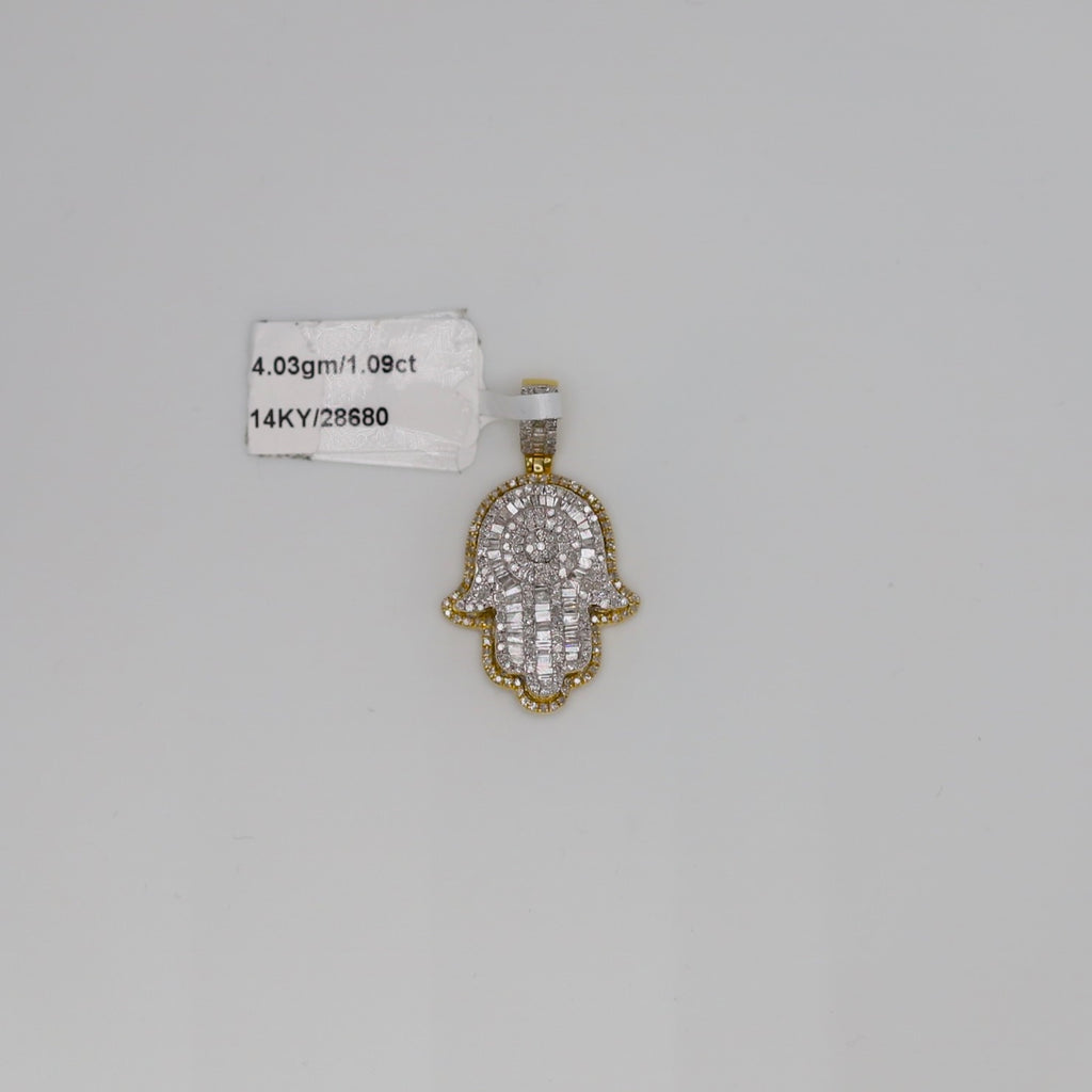 Diamond Hamsa Hand Pendant