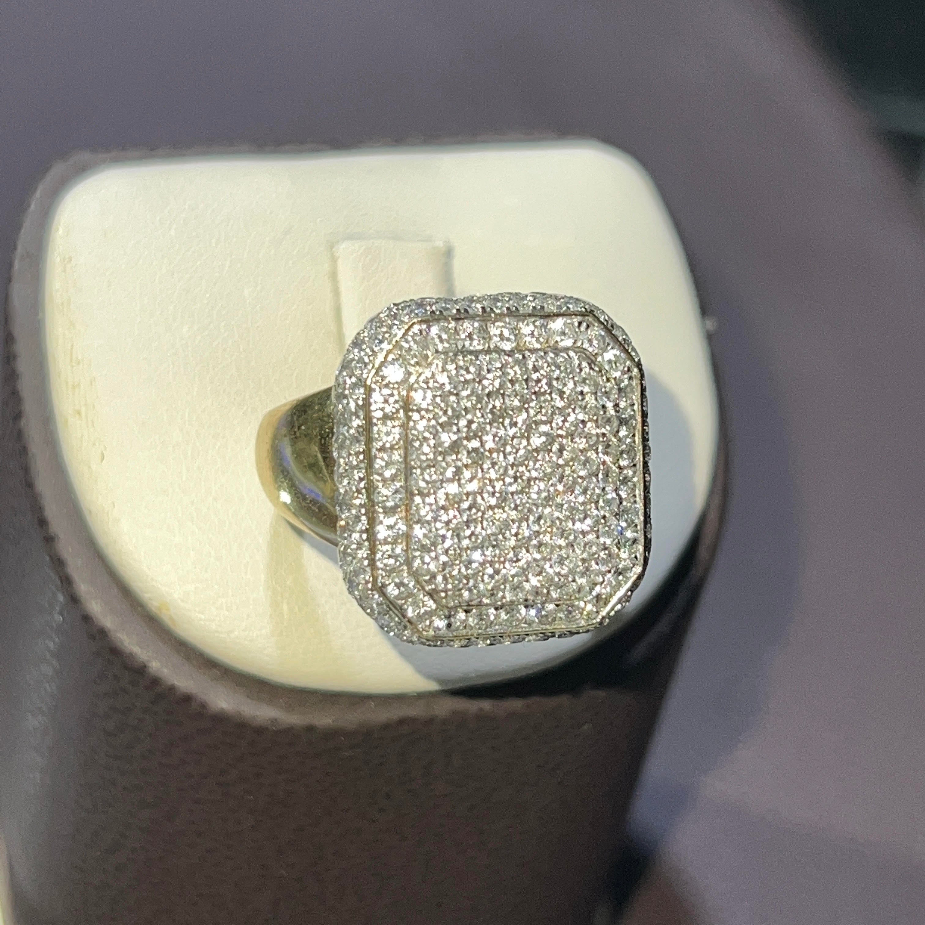 10K Yellow Gold & Diamond Custom Square Ring