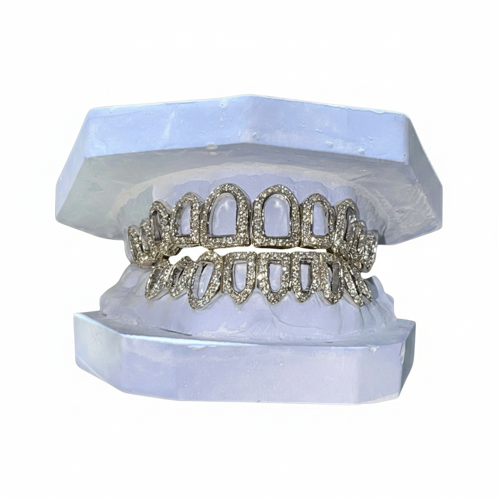 Open Face Natural Diamond Set Grillz
