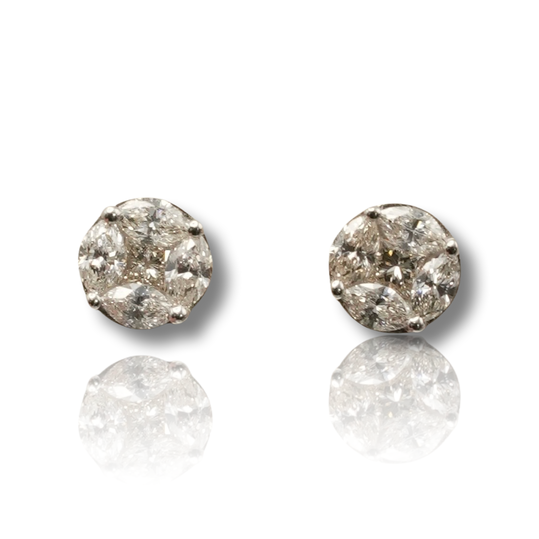 Princess and Oval Cluster Diamond Earring