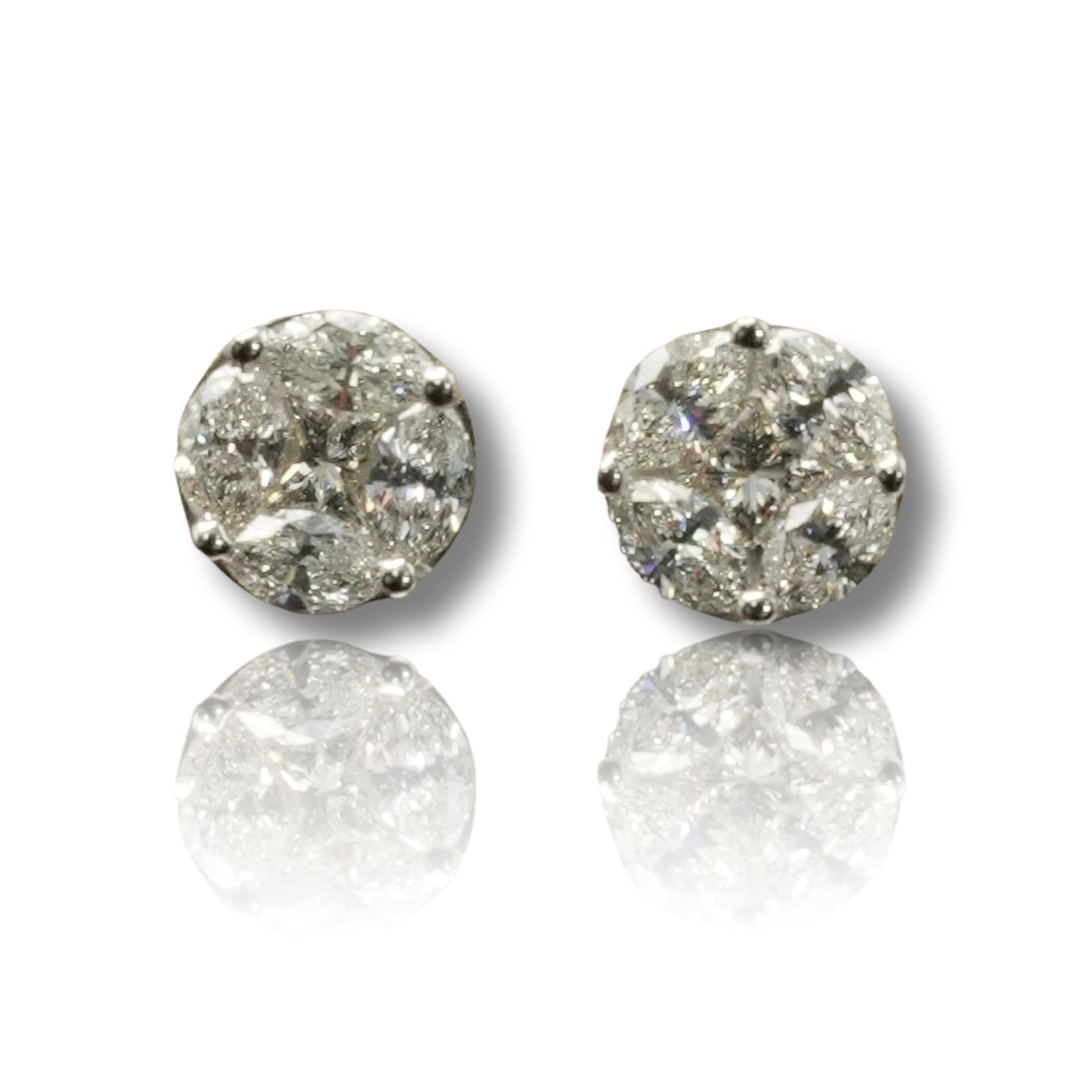 Princess and Oval Cluster Diamond Earring