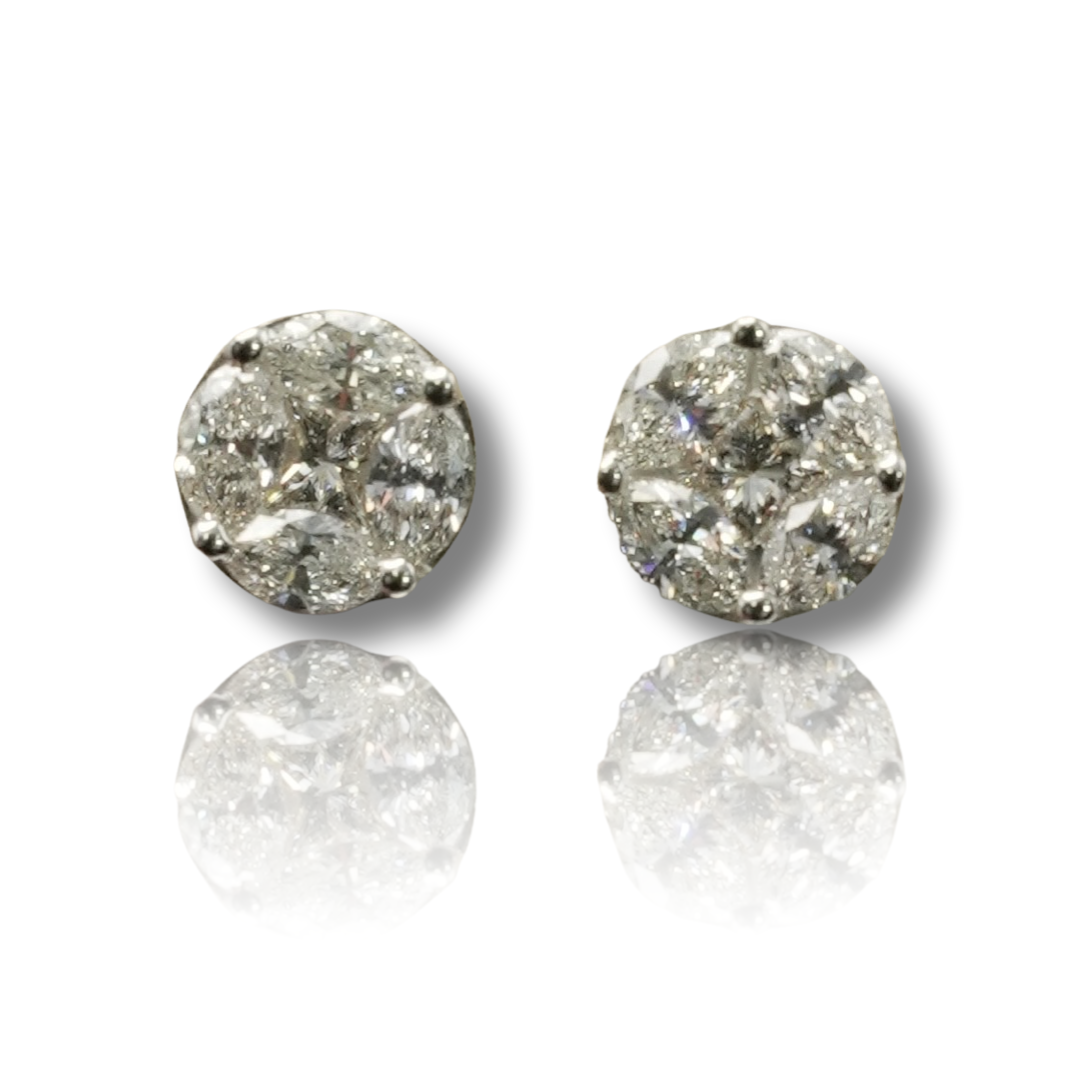 Princess and Oval Cluster Diamond Earring