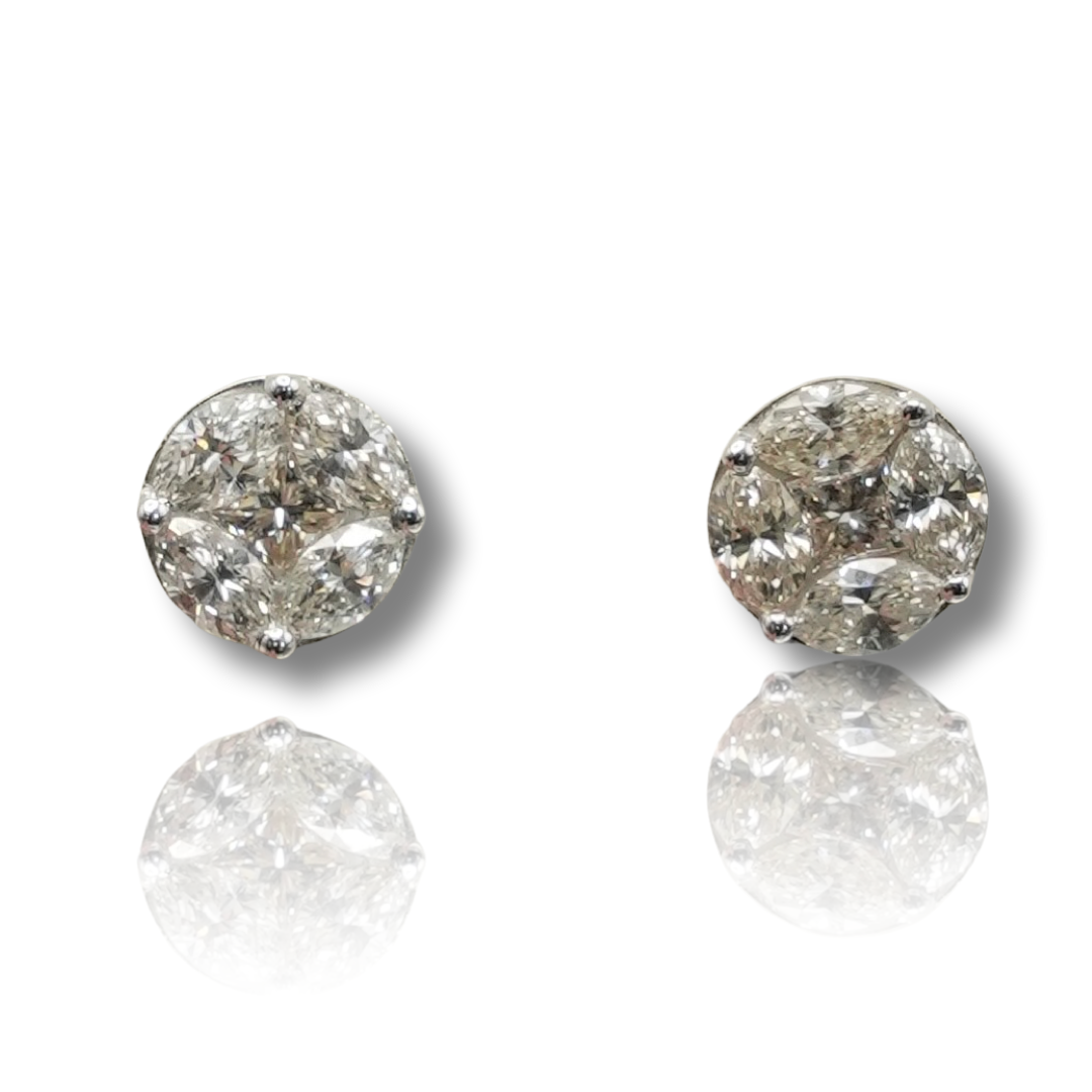 Princess and Oval Cluster Diamond Earring