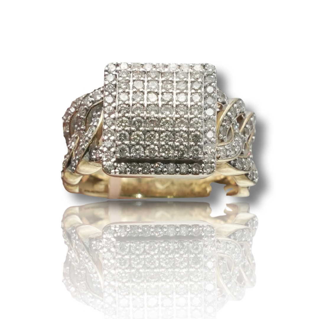 Square Top Diamond Cuban Ring