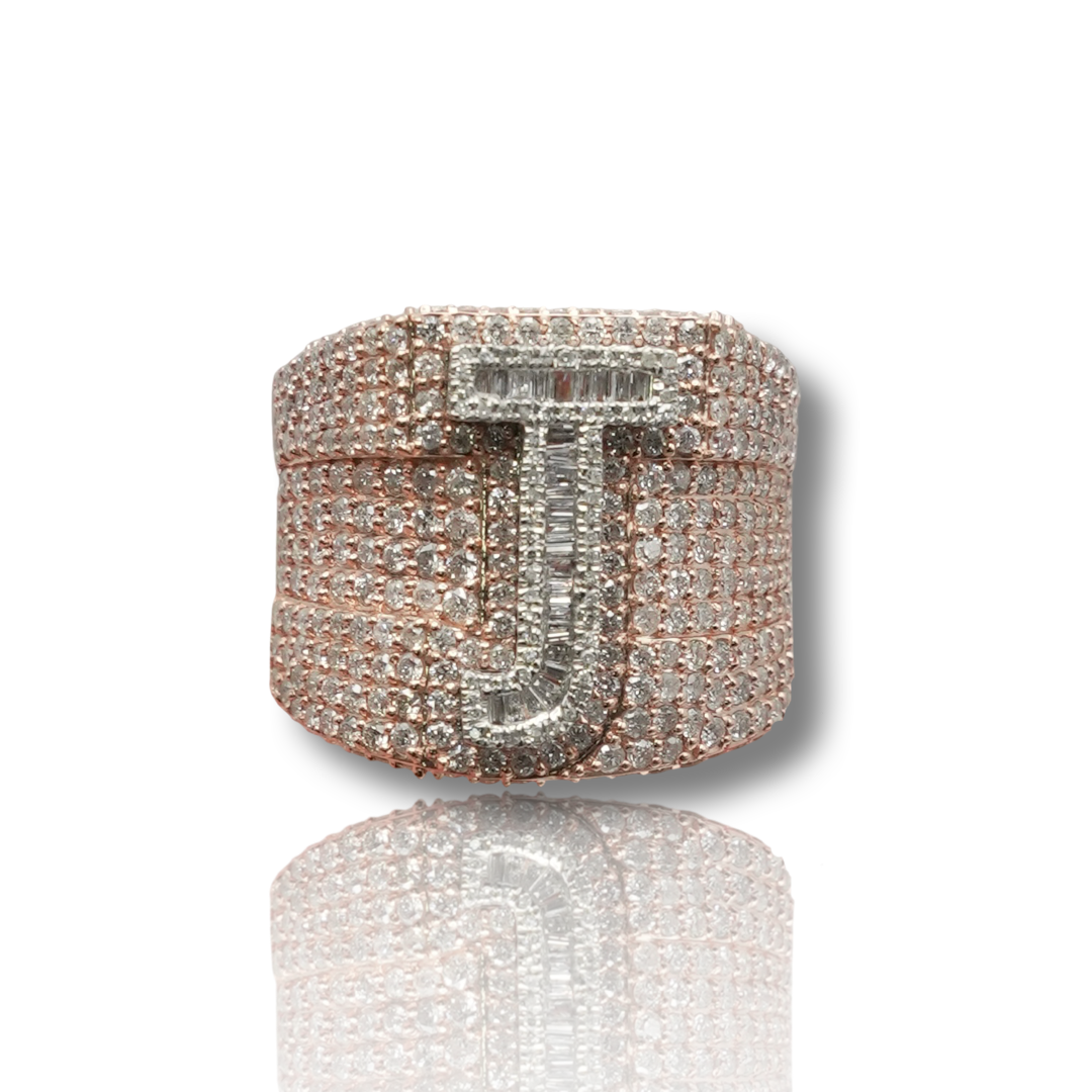 "J" Letter Diamond Ring