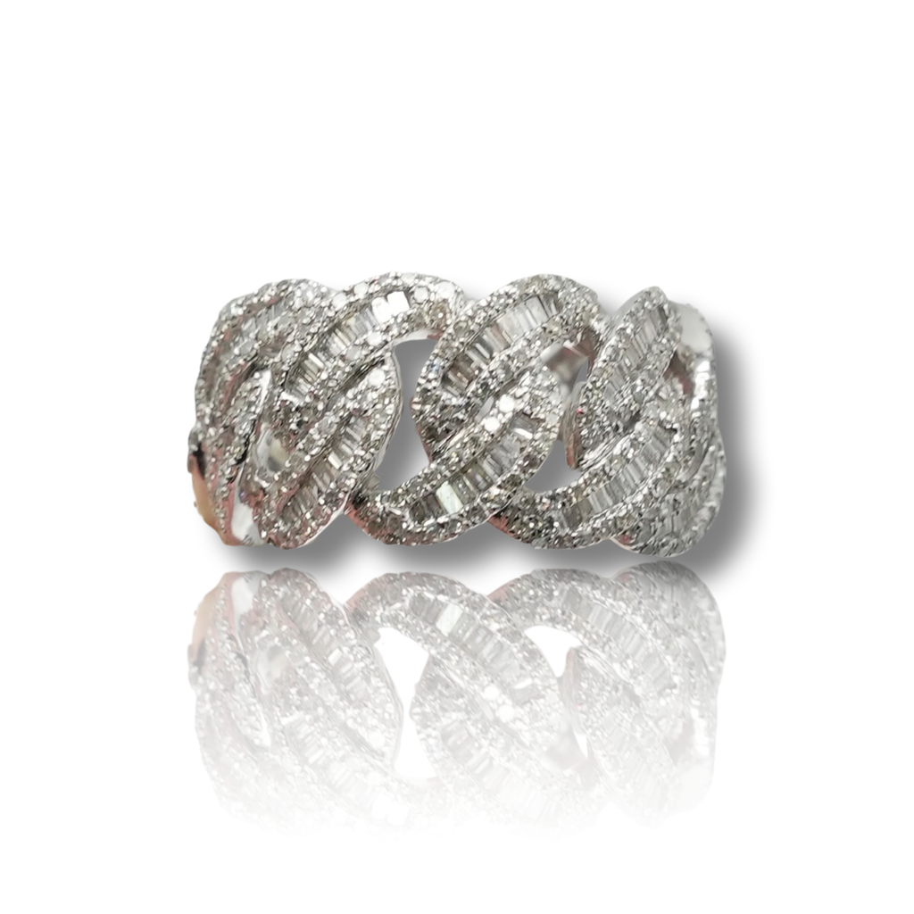 Baguette Diamond Eternity Cuban Ring